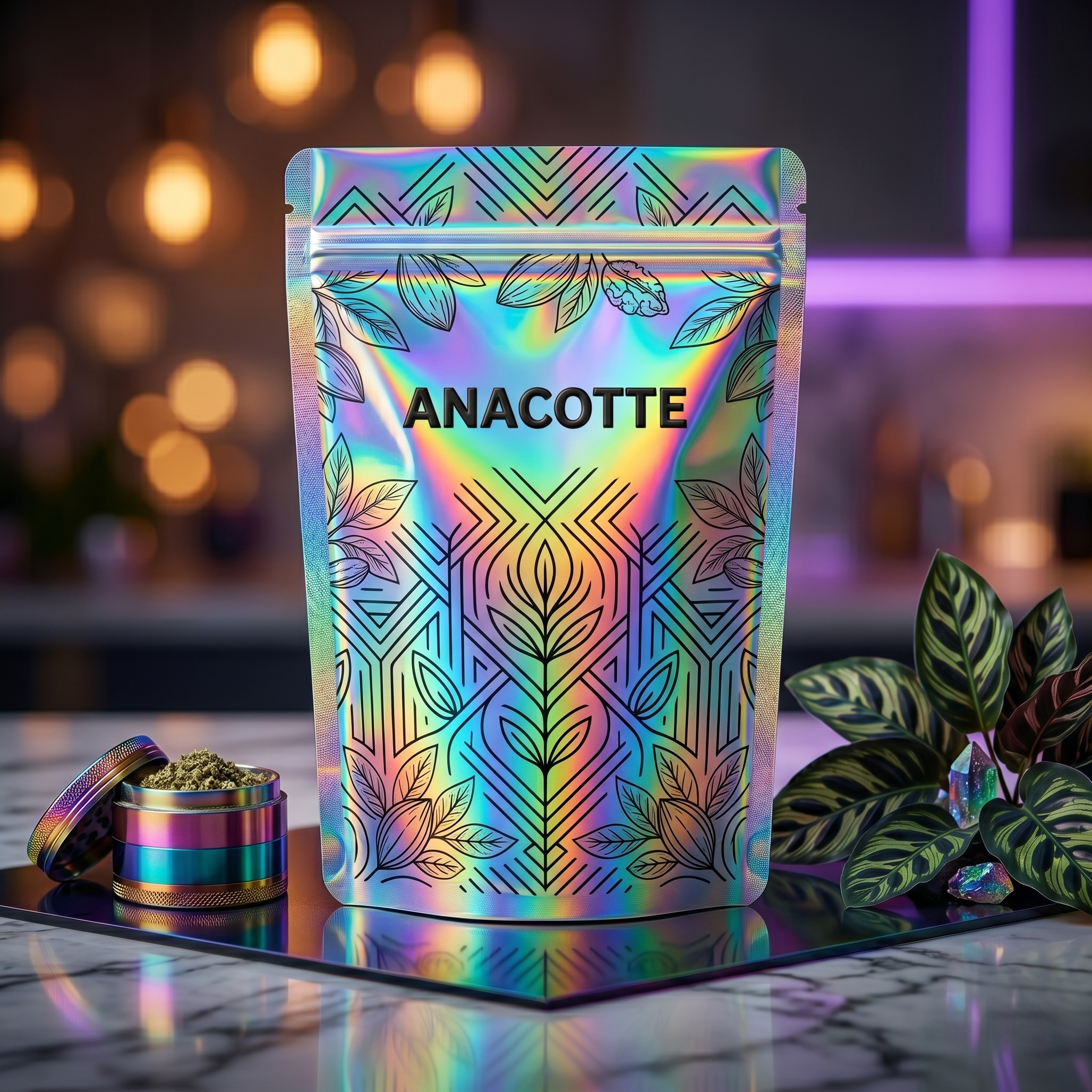 Custom Holographic Smell-Proof Mylar Bags for Cannabis Flower - Description: