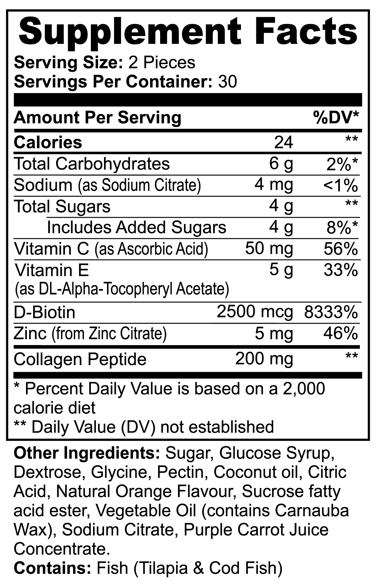 anacotte collagen gummies label