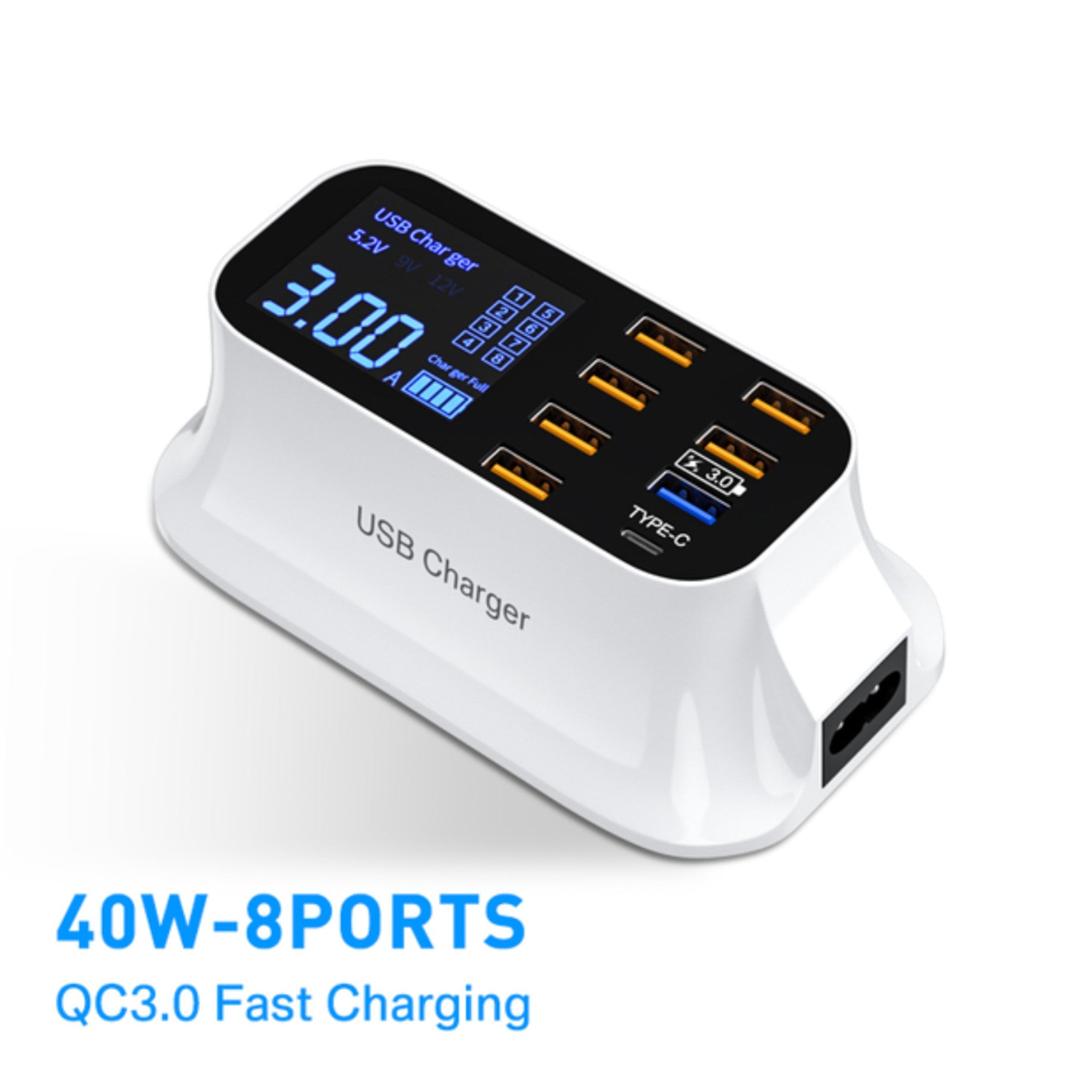 8 Port LED Display, Fast Charger, for iPhone 13 12, Xiaomi, Huawei, Samsung Anacotte