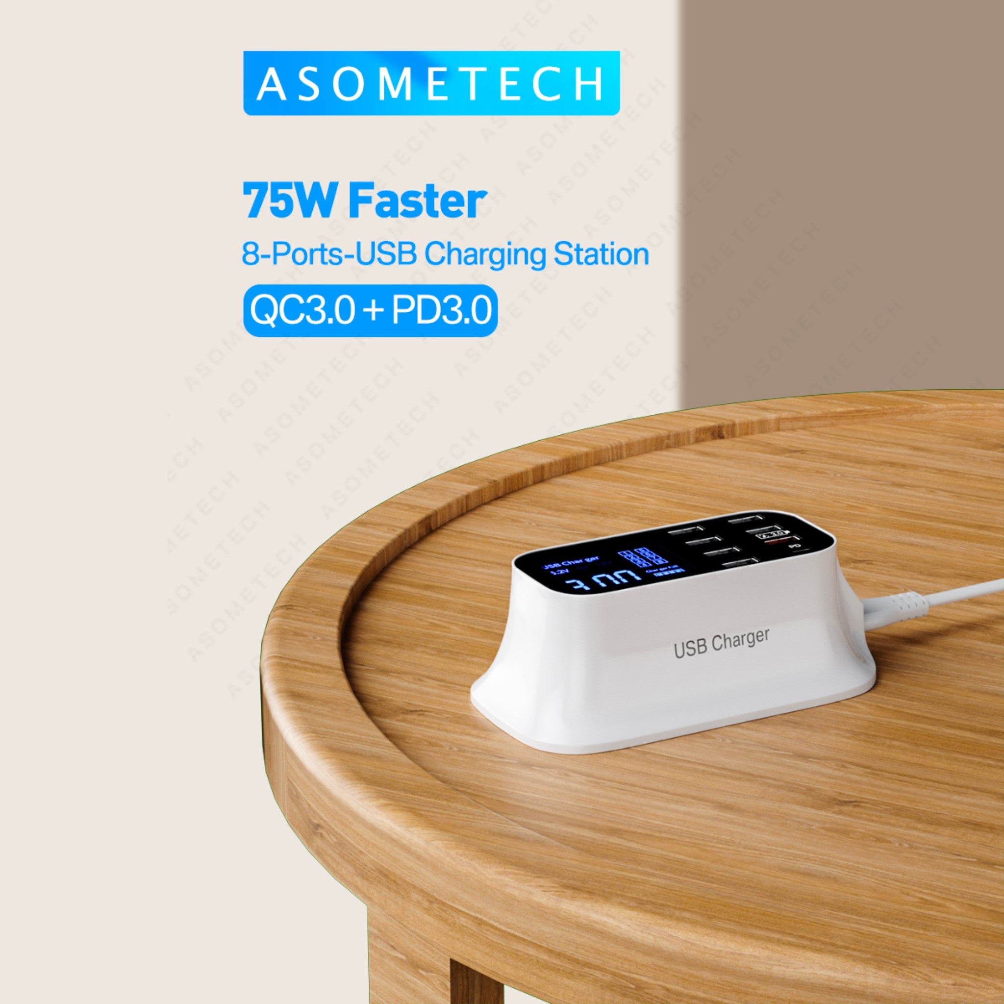 8 Port LED Display, Fast Charger, for iPhone 13 12, Xiaomi, Huawei, Samsung Anacotte