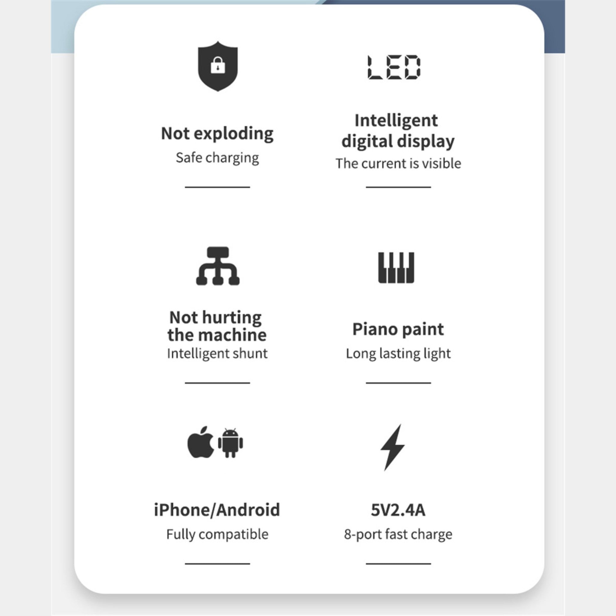 8 Port LED Display, Fast Charger, for iPhone 13 12, Xiaomi, Huawei, Samsung Anacotte