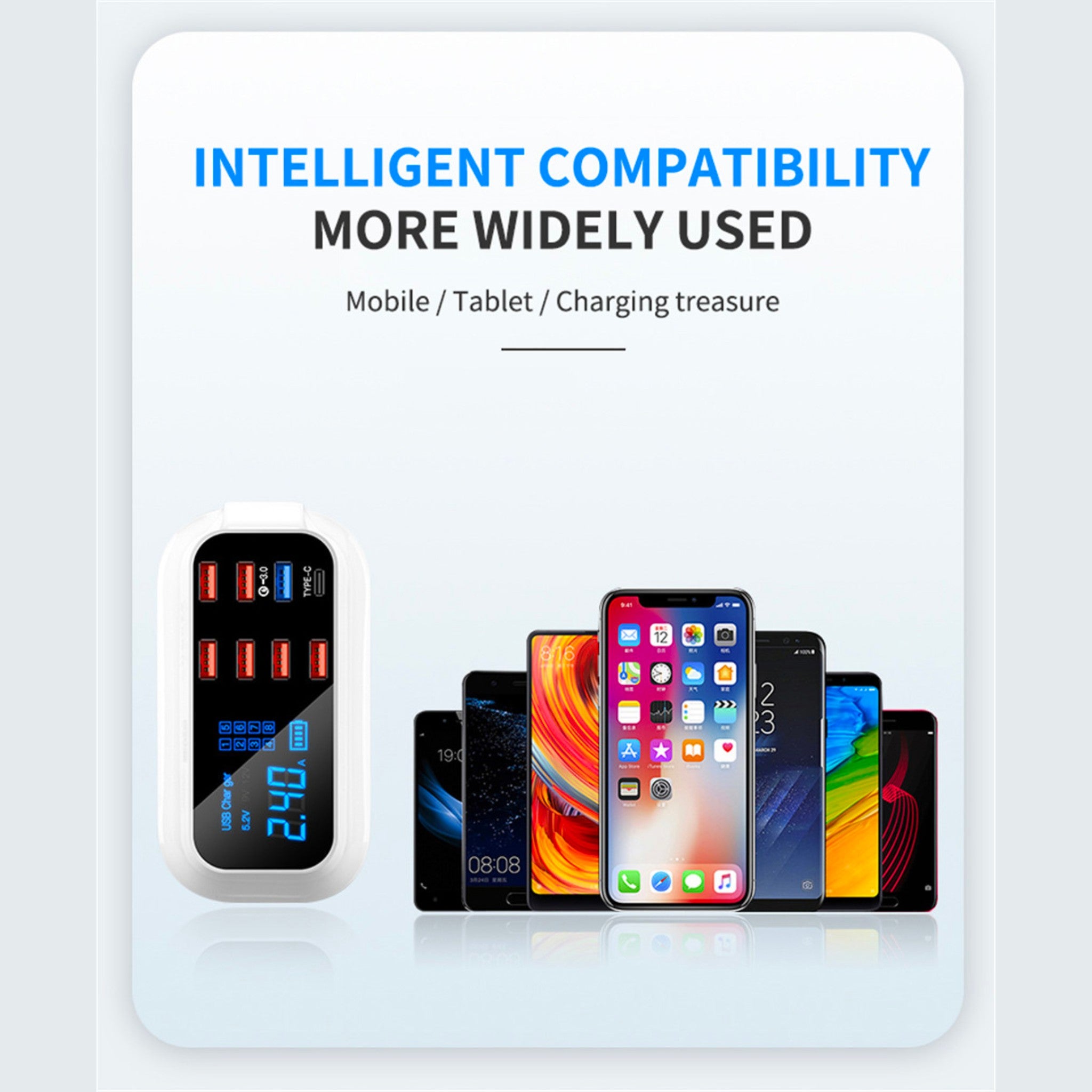 8 Port LED Display, Fast Charger, for iPhone 13 12, Xiaomi, Huawei, Samsung Anacotte