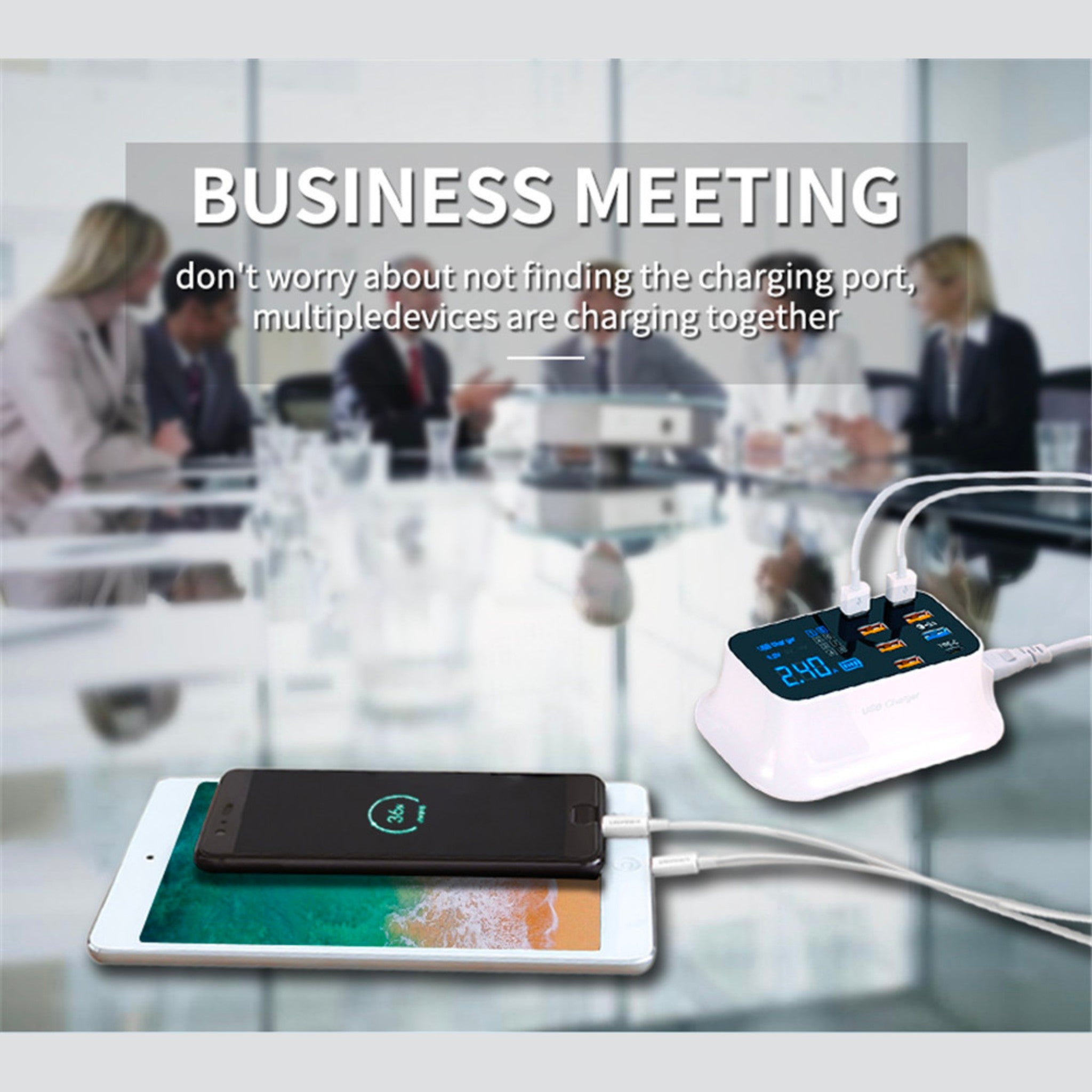 8 Port LED Display, Fast Charger, for iPhone 13 12, Xiaomi, Huawei, Samsung Anacotte