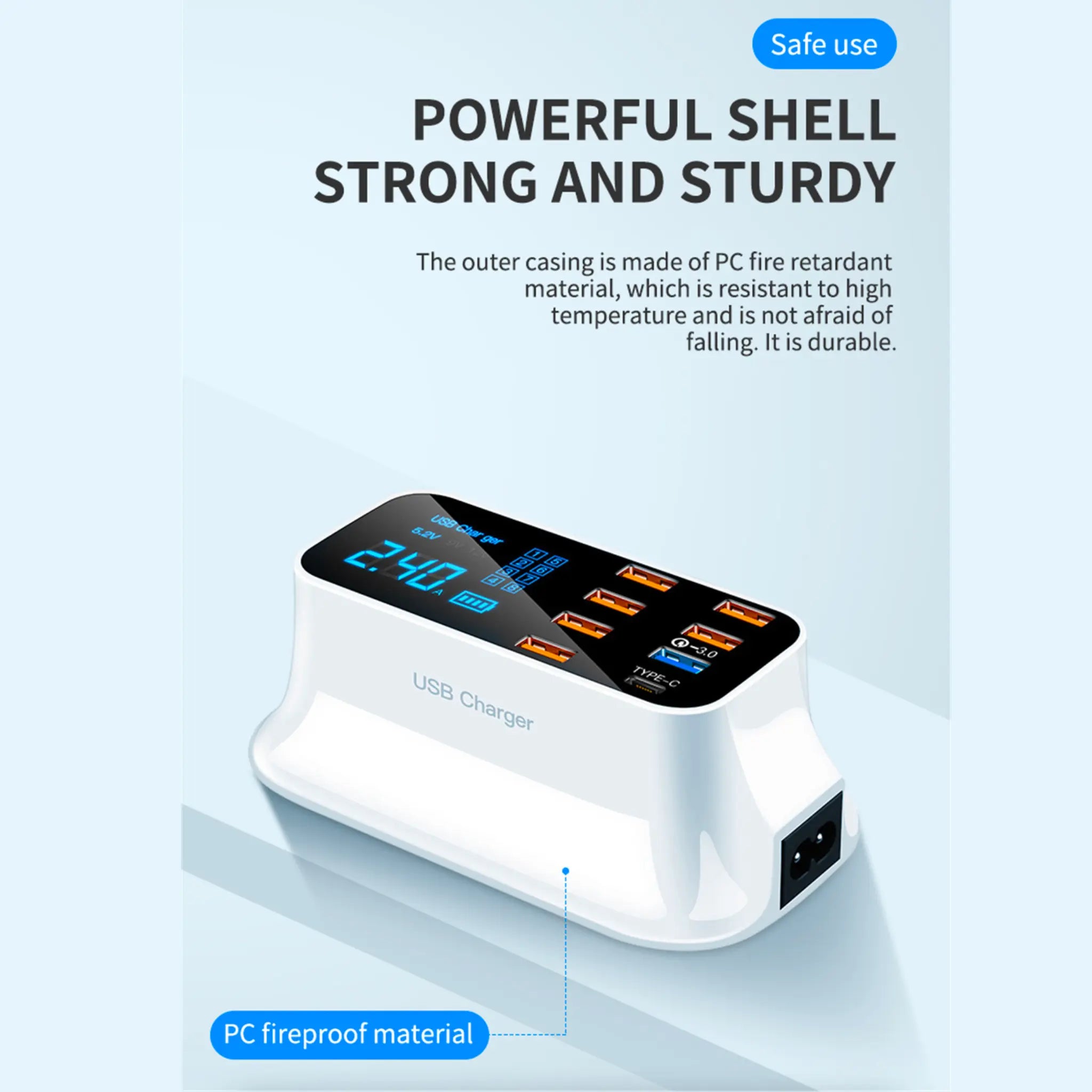 8 Port LED Display, Fast Charger, for iPhone 13 12, Xiaomi, Huawei, Samsung Anacotte