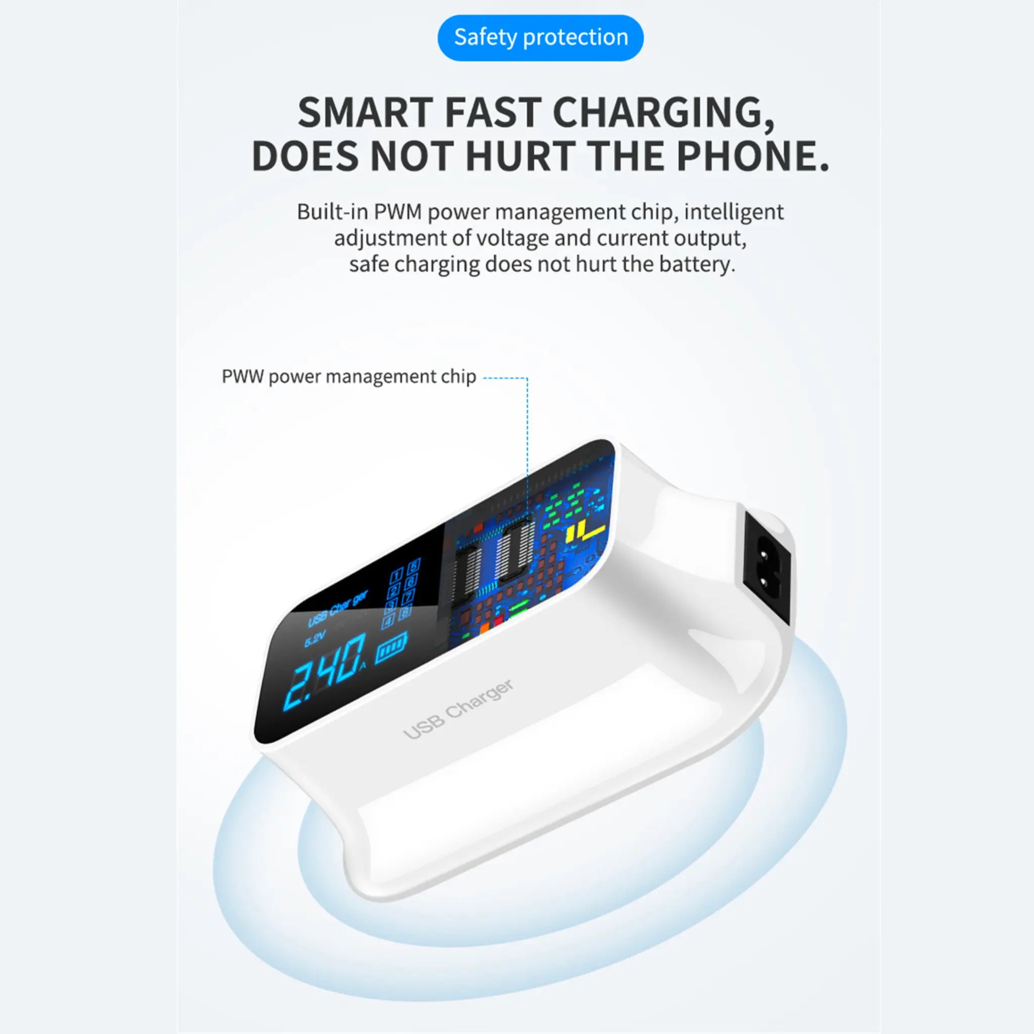 8 Port LED Display, Fast Charger, for iPhone 13 12, Xiaomi, Huawei, Samsung Anacotte