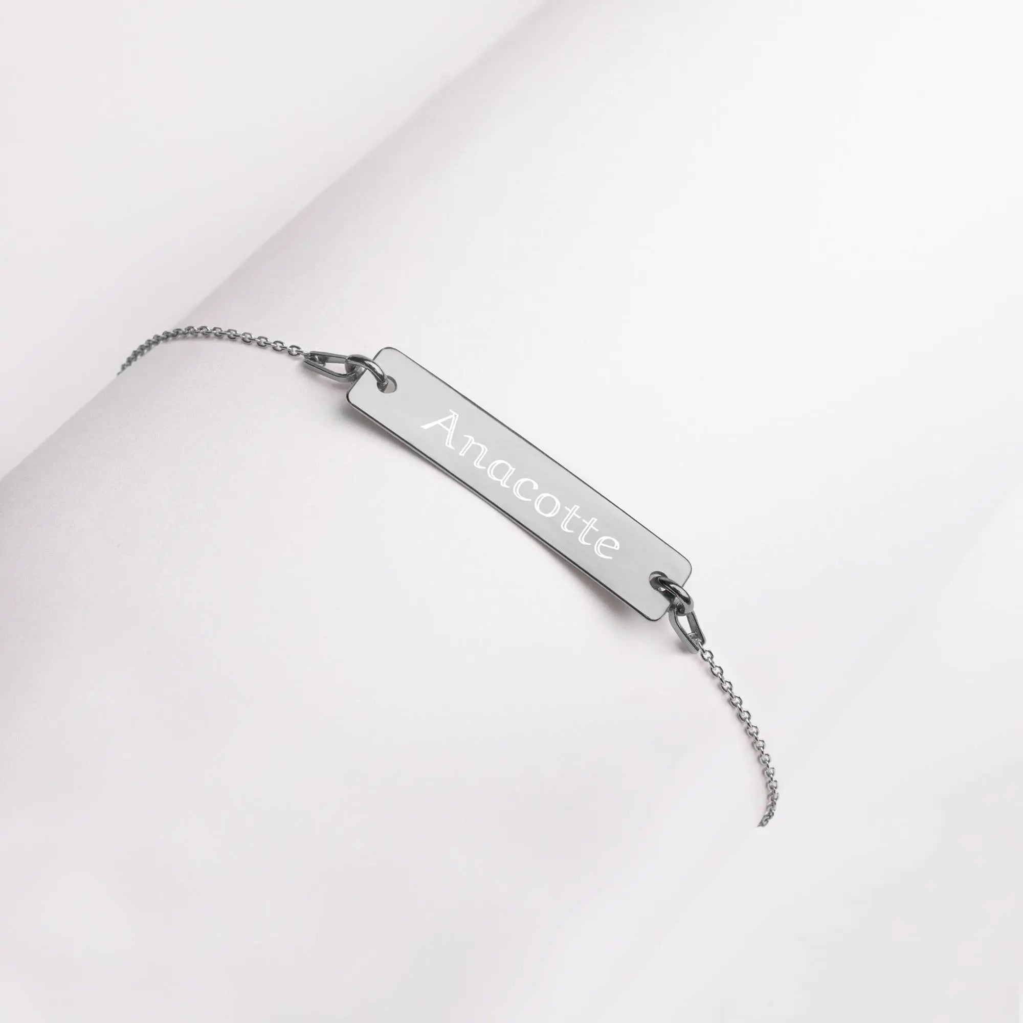 Anacotte Engraved Silver Bar Chain Bracelet Anacotte