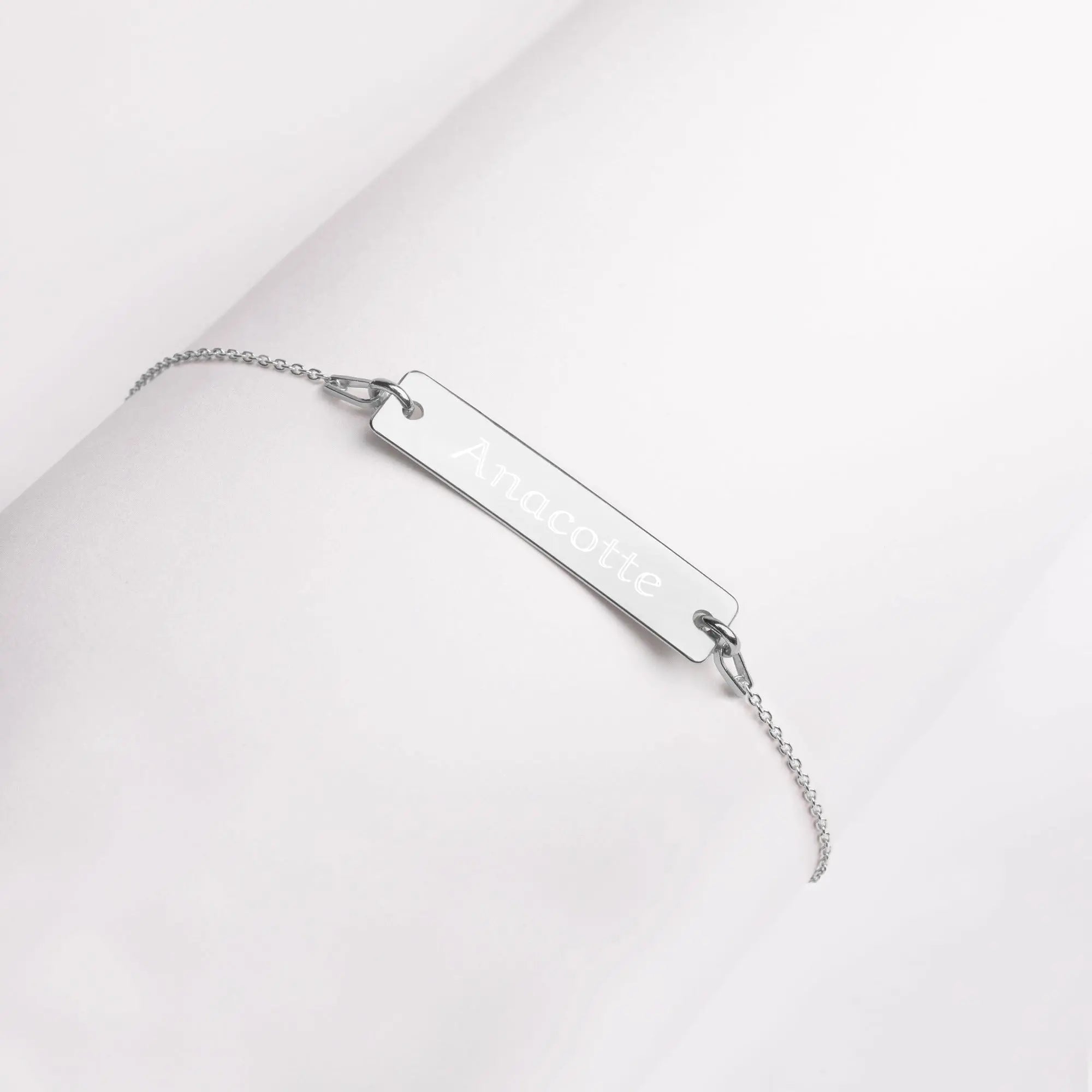 Anacotte Engraved Silver Bar Chain Bracelet Anacotte