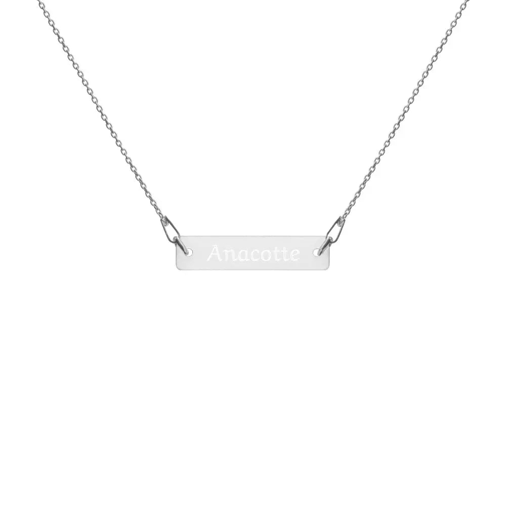 Anacotte Engraved Silver Bar Chain Necklace Anacotte