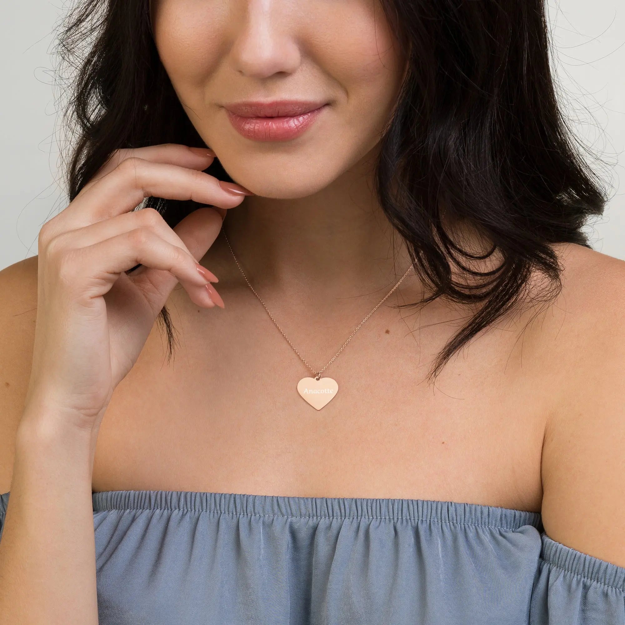 Anacotte Engraved Silver Heart Necklace Anacotte