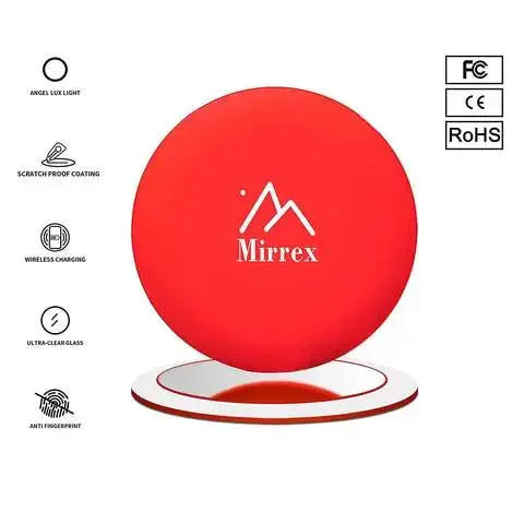 Portable lighted makeup mirror with Wireless Charging Base Mirrex
