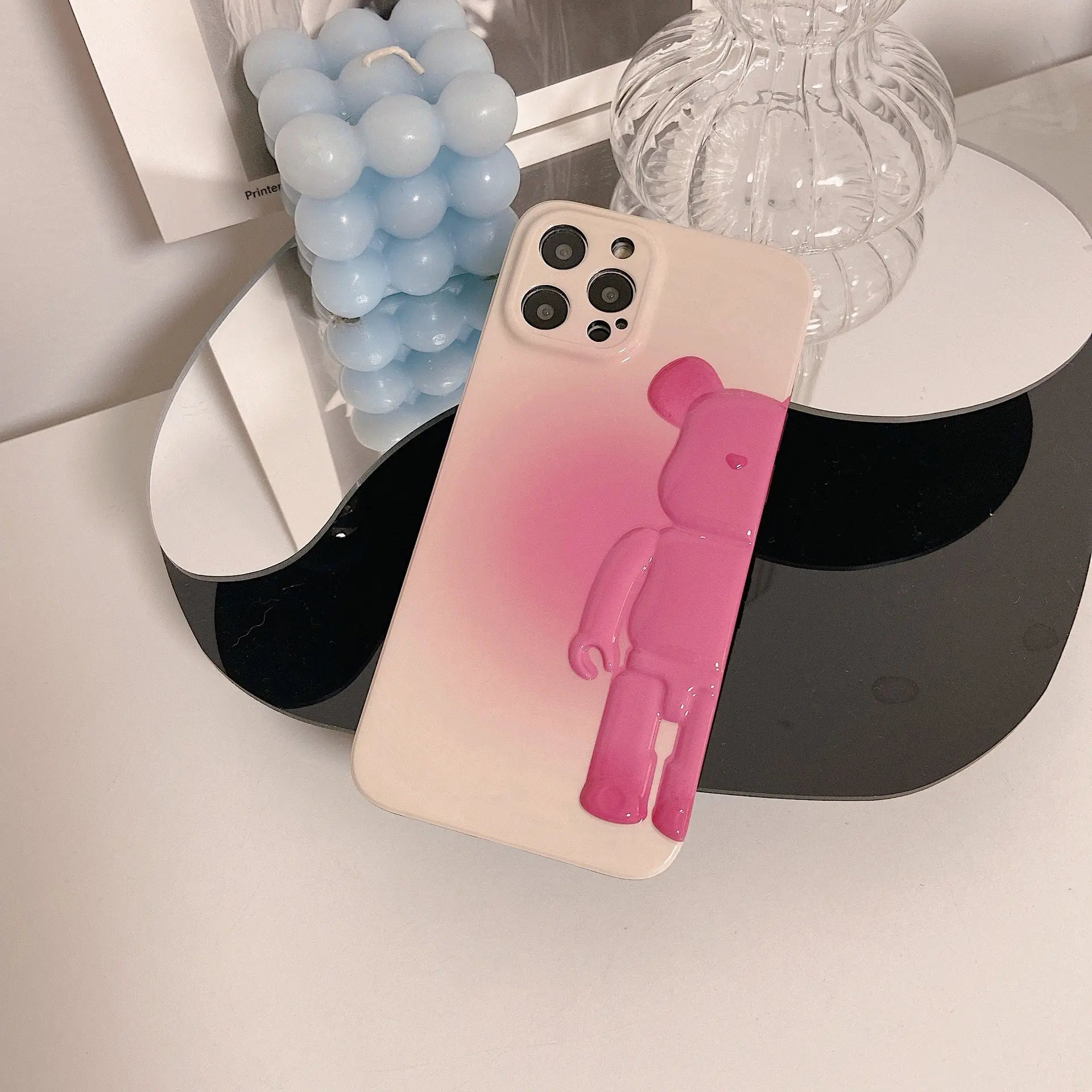 Smudged pink yellow blue bear suitable for Apple iPhone13pro max anti-fall 11/12 mobile phone shell xsmax/xr tide Anacotte