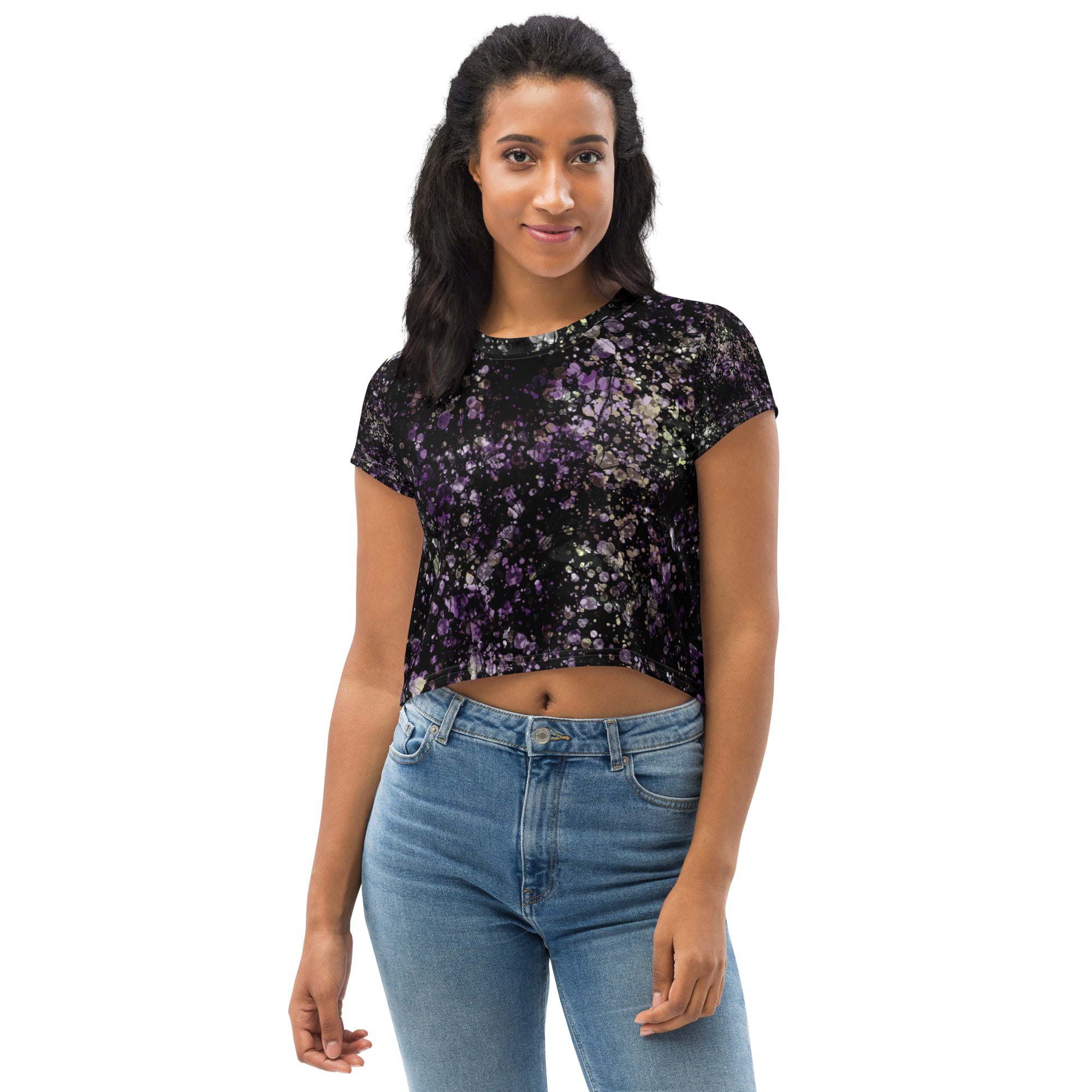 Anacotte Women Hidden Floral Boxy Cropped Tee