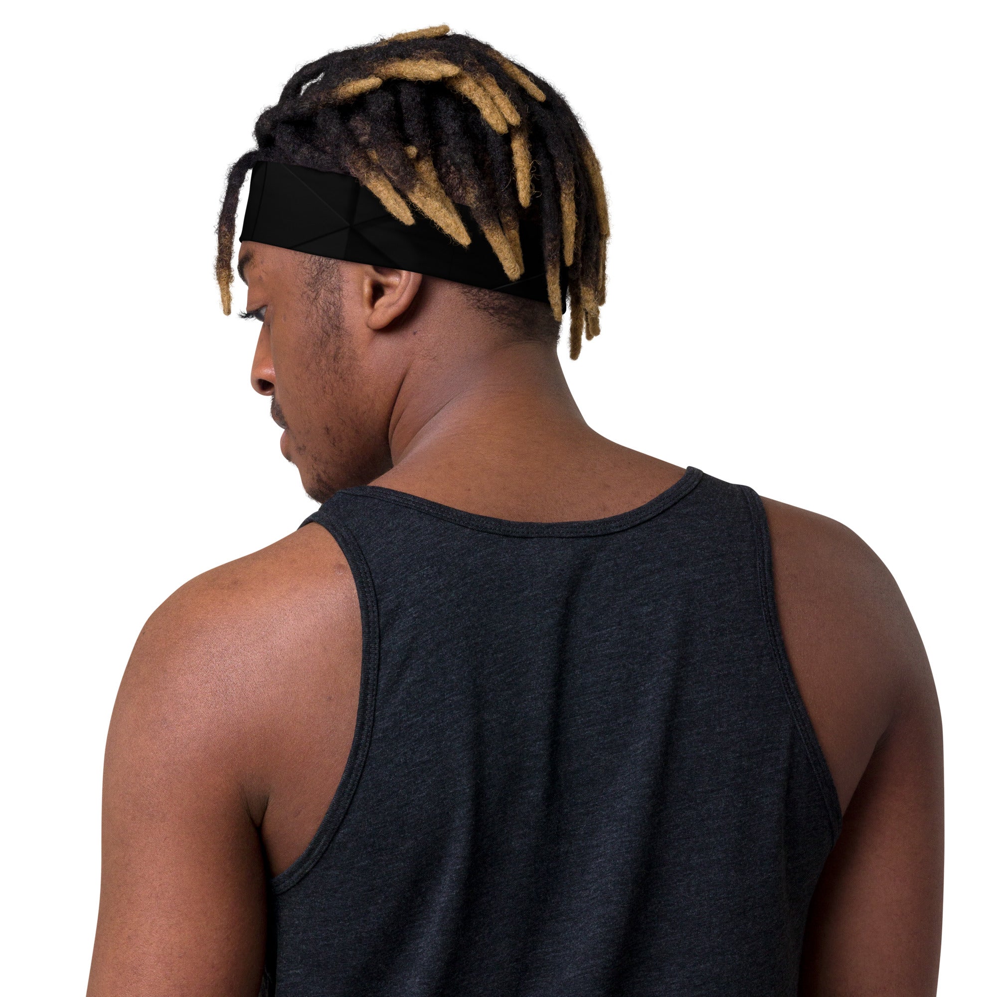 Men's Geometric Black Stretchy Headband