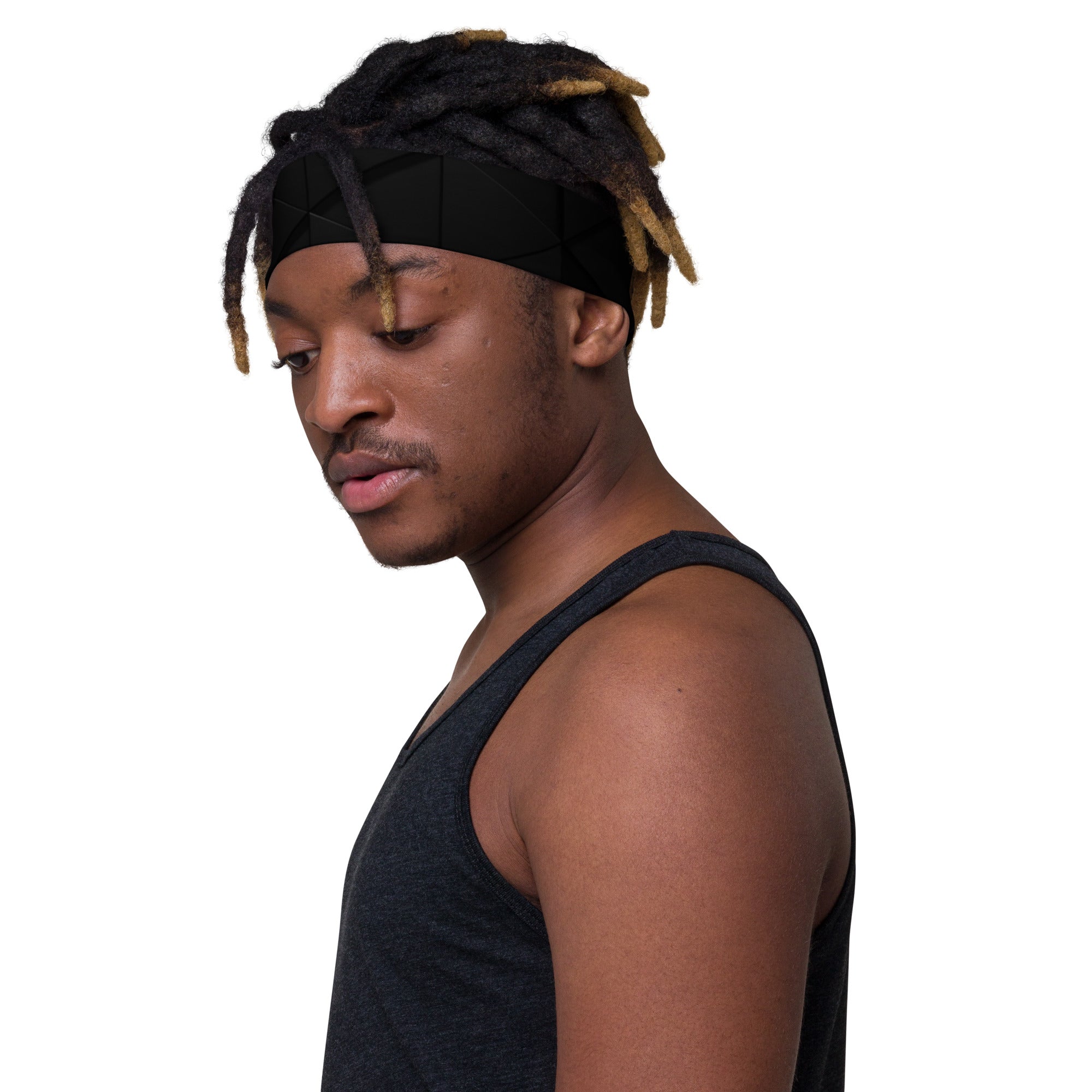 Men's Geometric Black Stretchy Headband