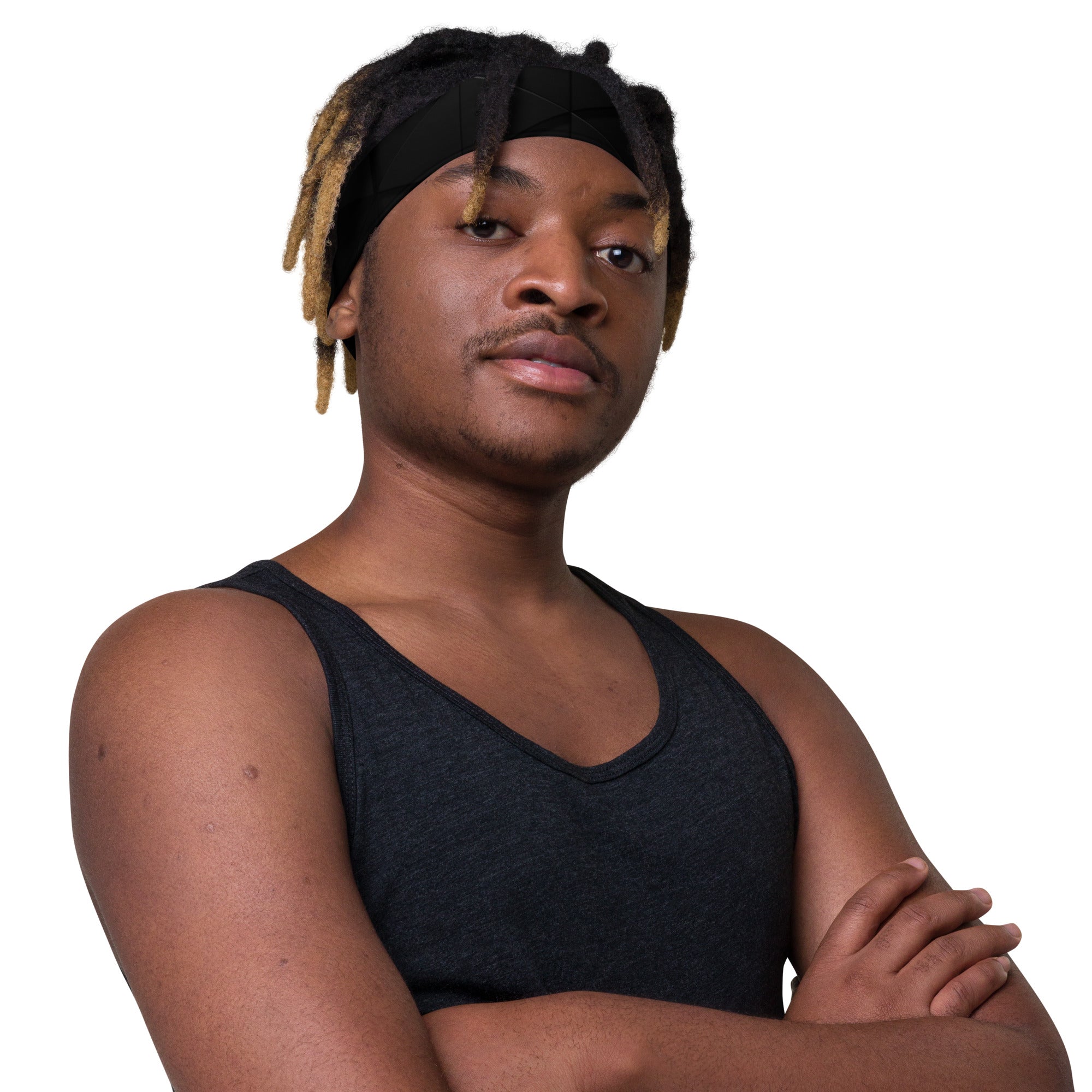 Men's Geometric Black Stretchy Headband