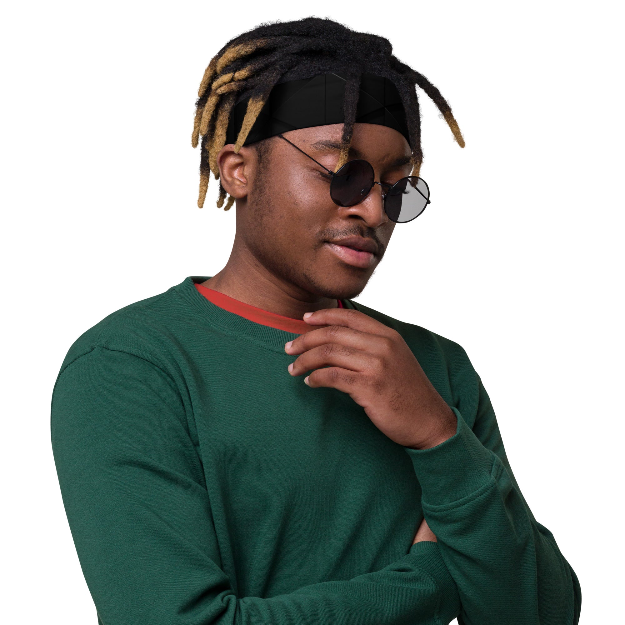 Men's Geometric Black Stretchy Headband