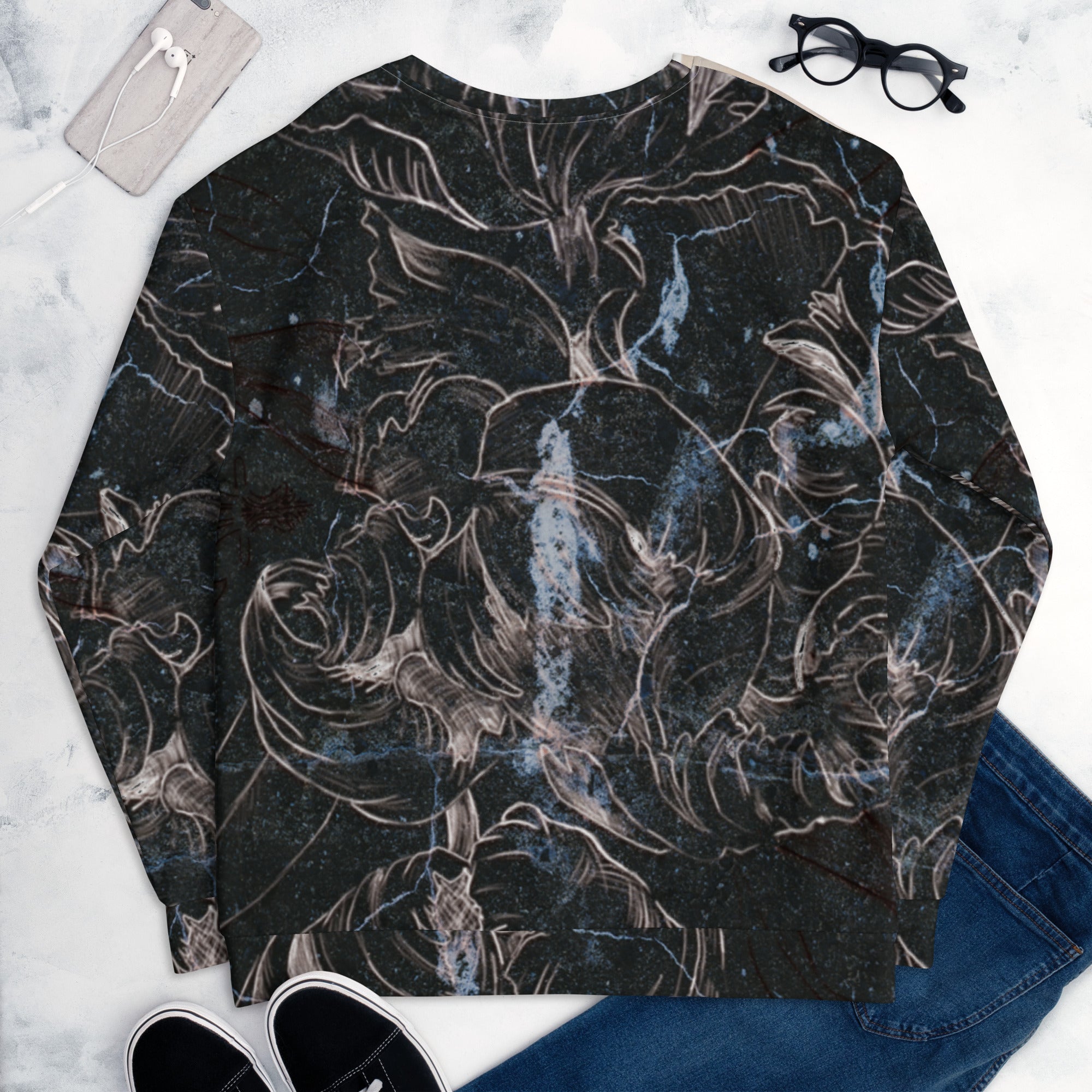 Anacotte Unisex Abstract Floral Full Printed Sweatshirt