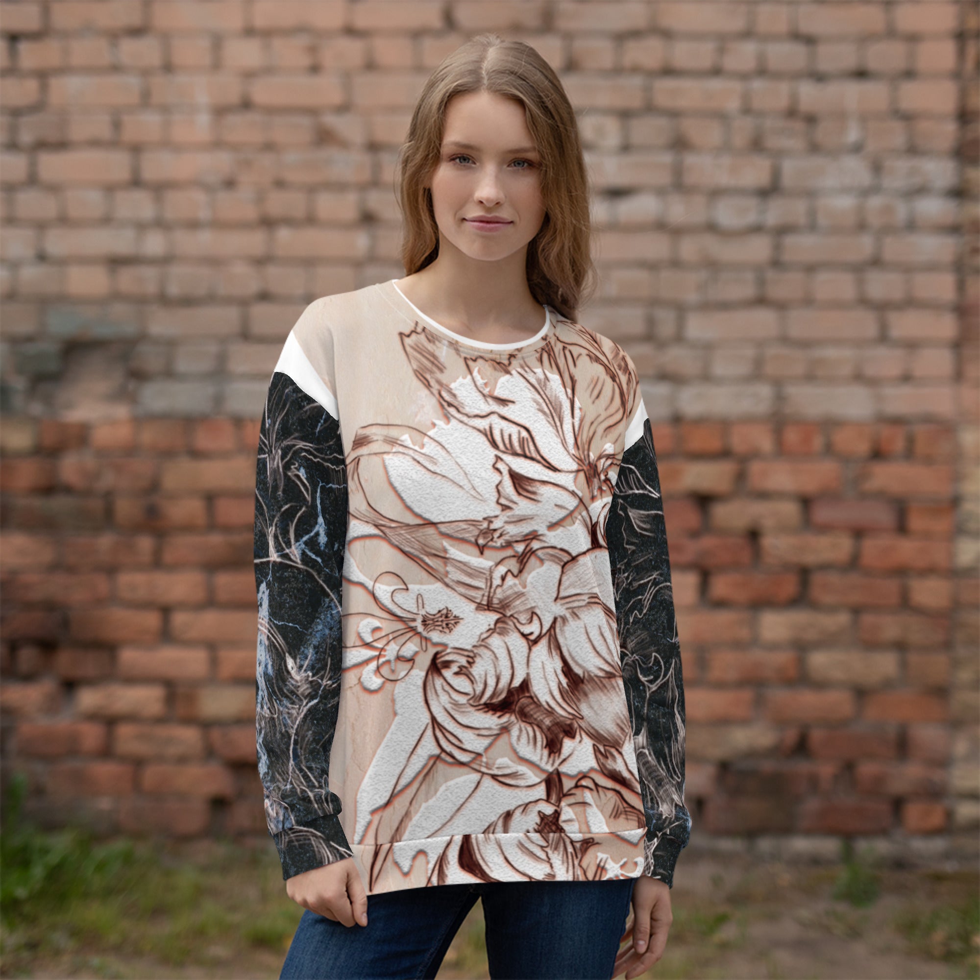 Anacotte Unisex Abstract Floral Full Printed Sweatshirt