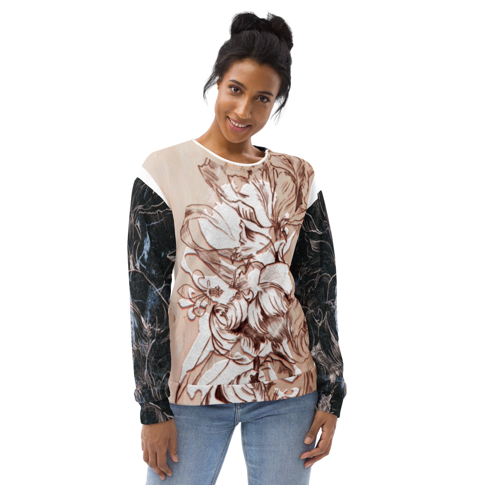 Anacotte Unisex Abstract Floral Full Printed Sweatshirt