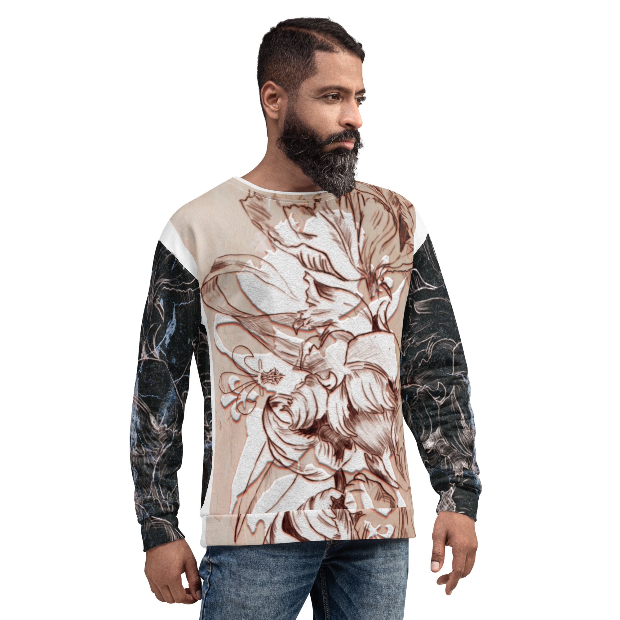 Anacotte Unisex Abstract Floral Full Printed Sweatshirt