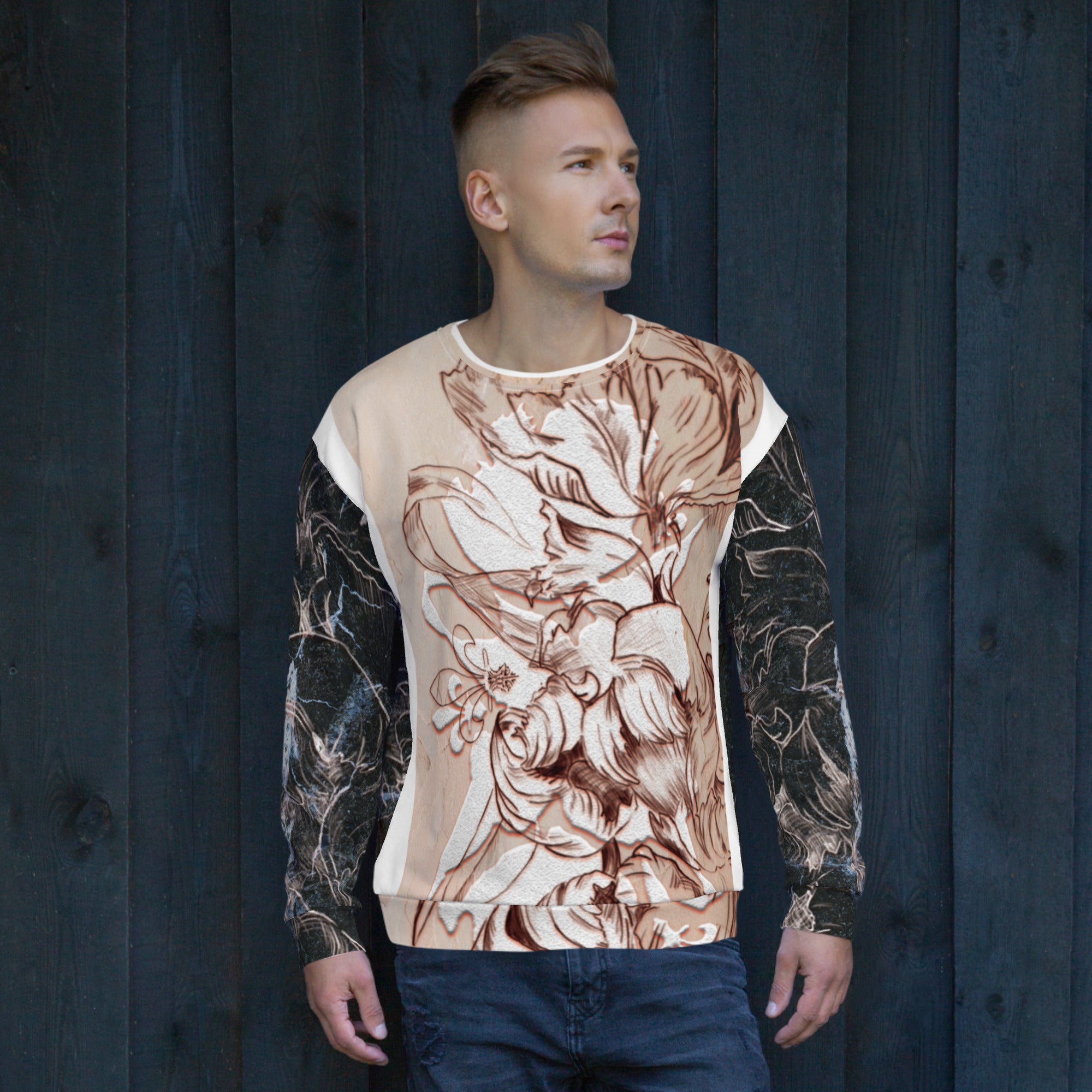 Anacotte Unisex Abstract Floral Full Printed Sweatshirt