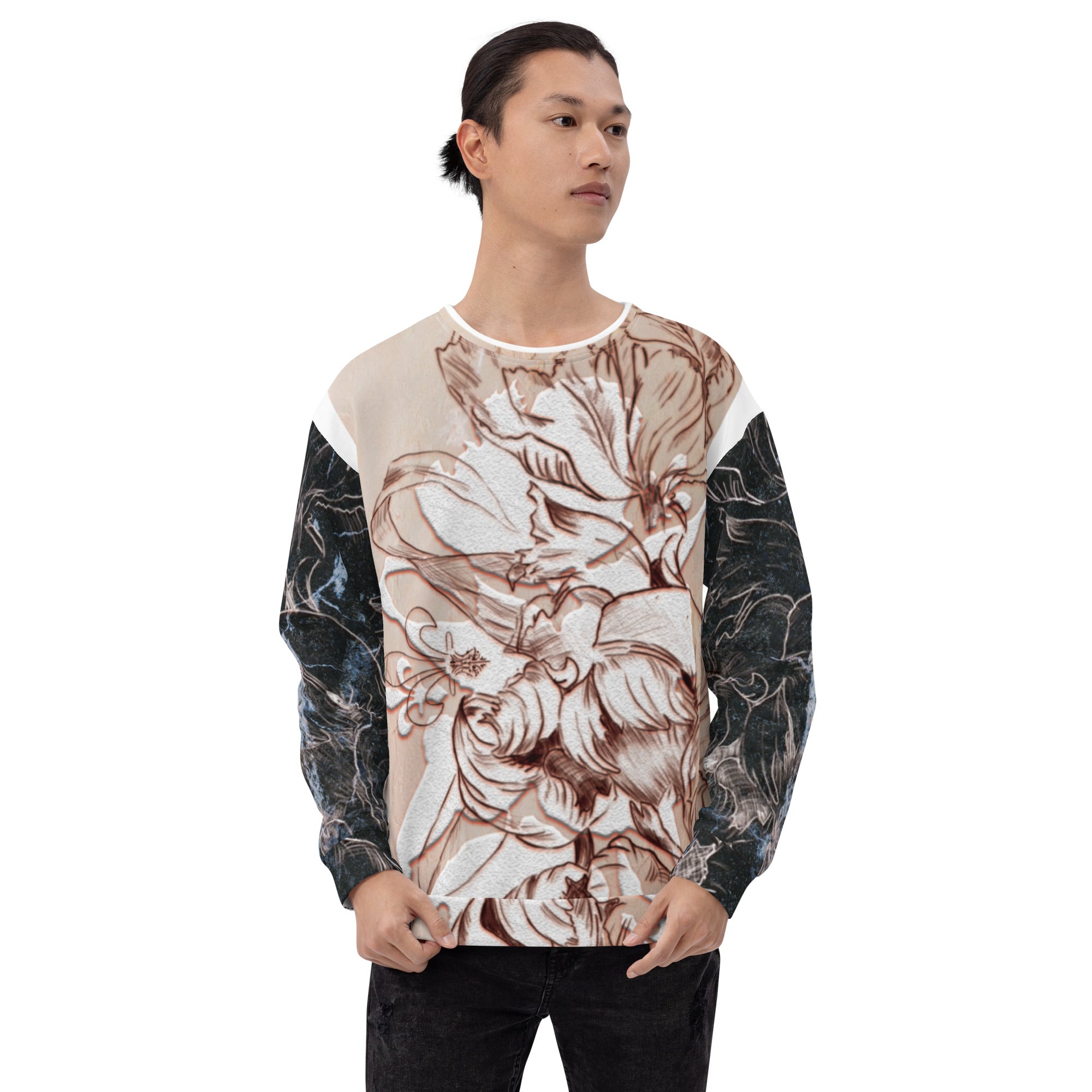 Anacotte Unisex Abstract Floral Full Printed Sweatshirt