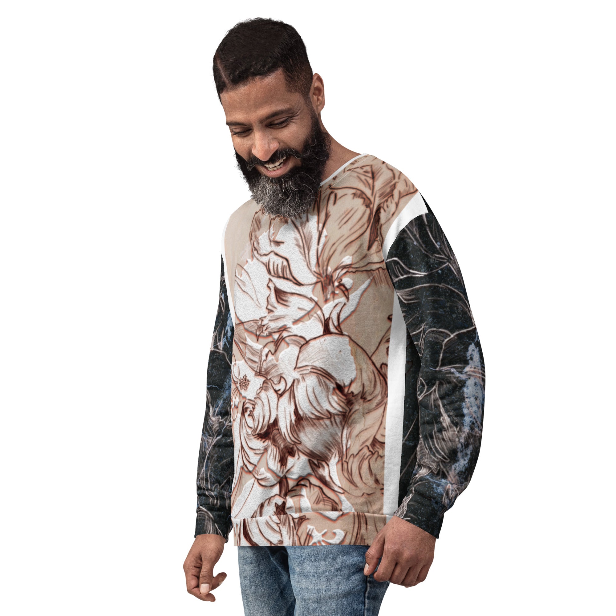 Anacotte Unisex Abstract Floral Full Printed Sweatshirt