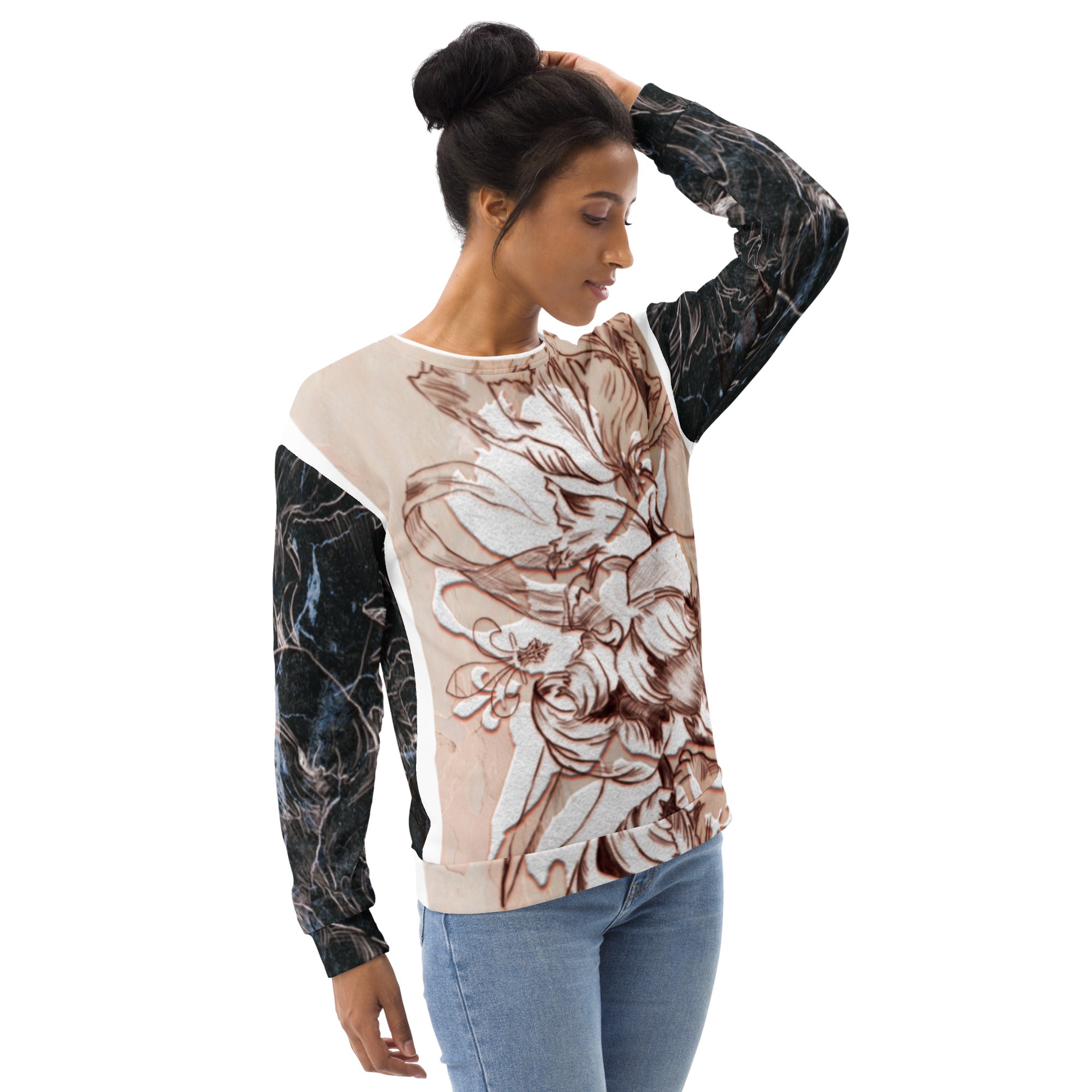 Anacotte Unisex Abstract Floral Full Printed Sweatshirt