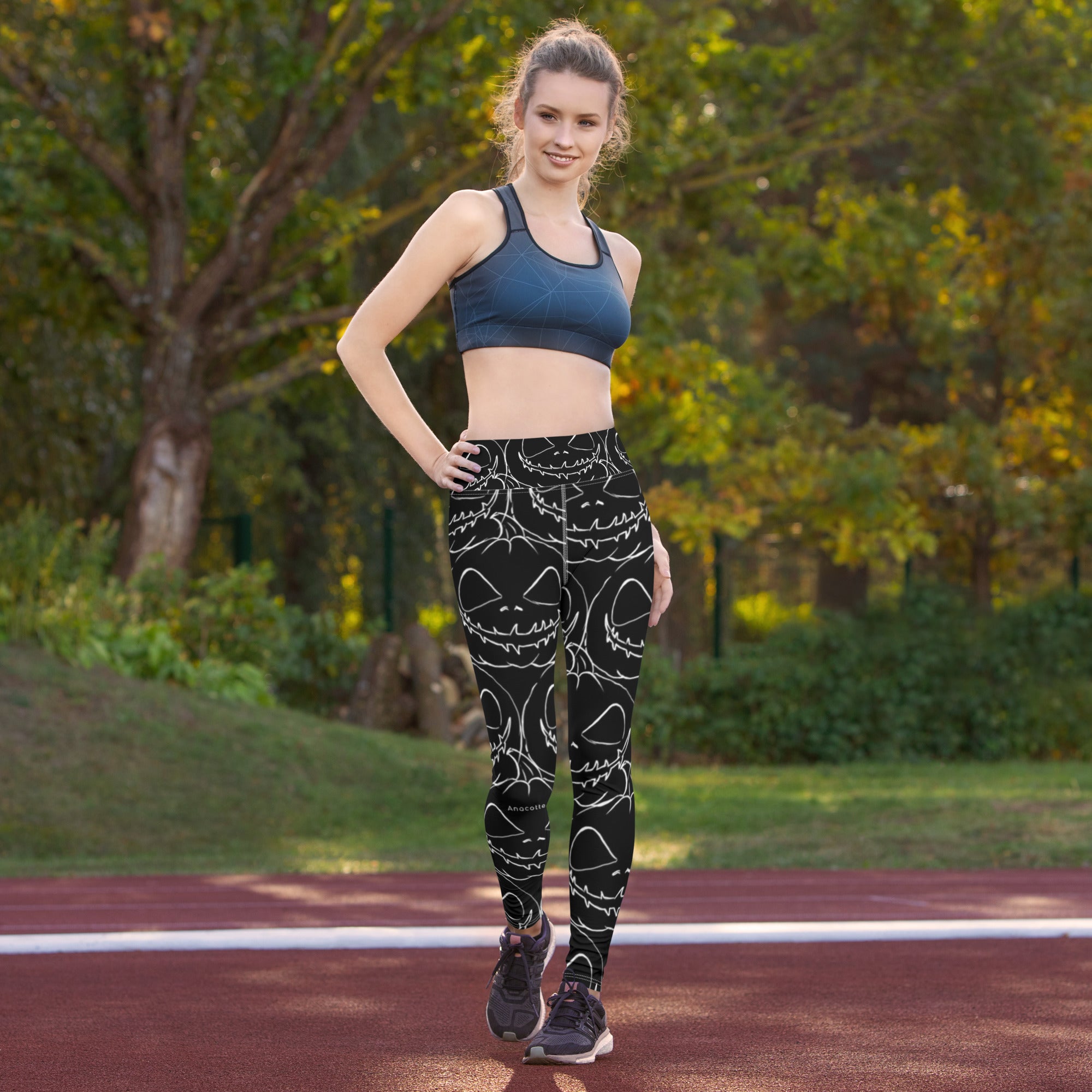 Anacotte Halloween Pumpkin High Waisted Yoga Leggings