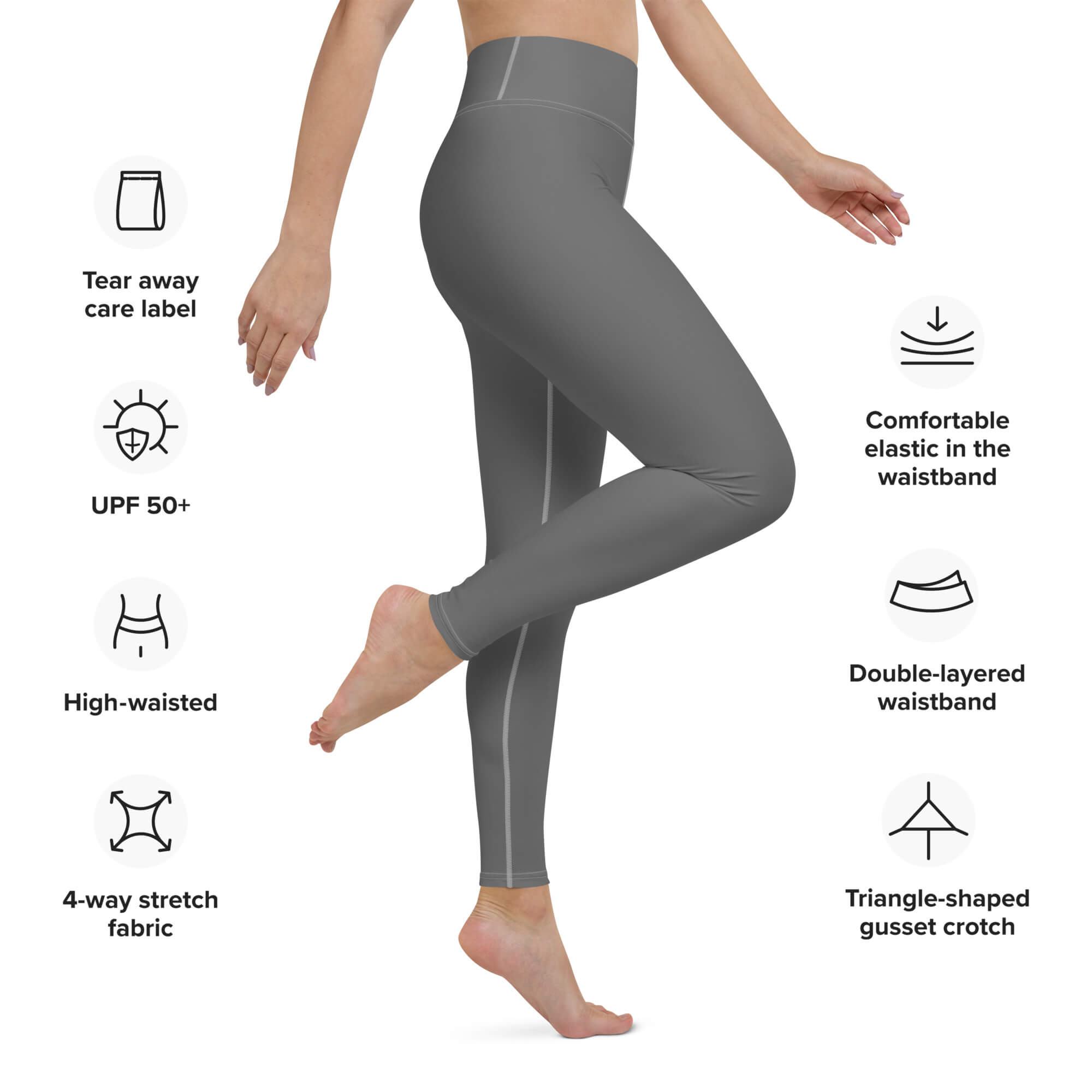 Gray Anacotte High Waisted Tight Heather Yoga Leggings