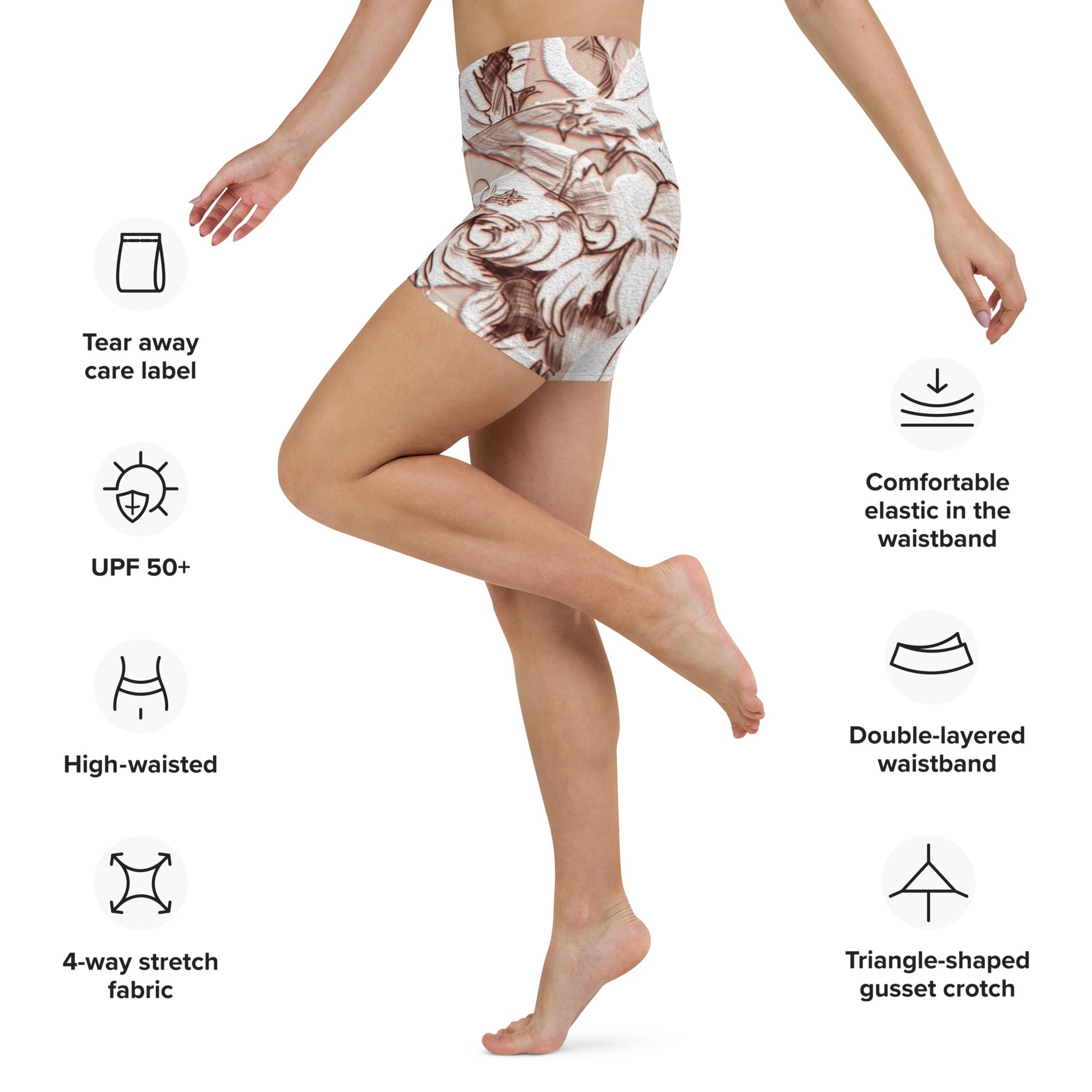 Anacotte Floral Yoga High Rise Shorts