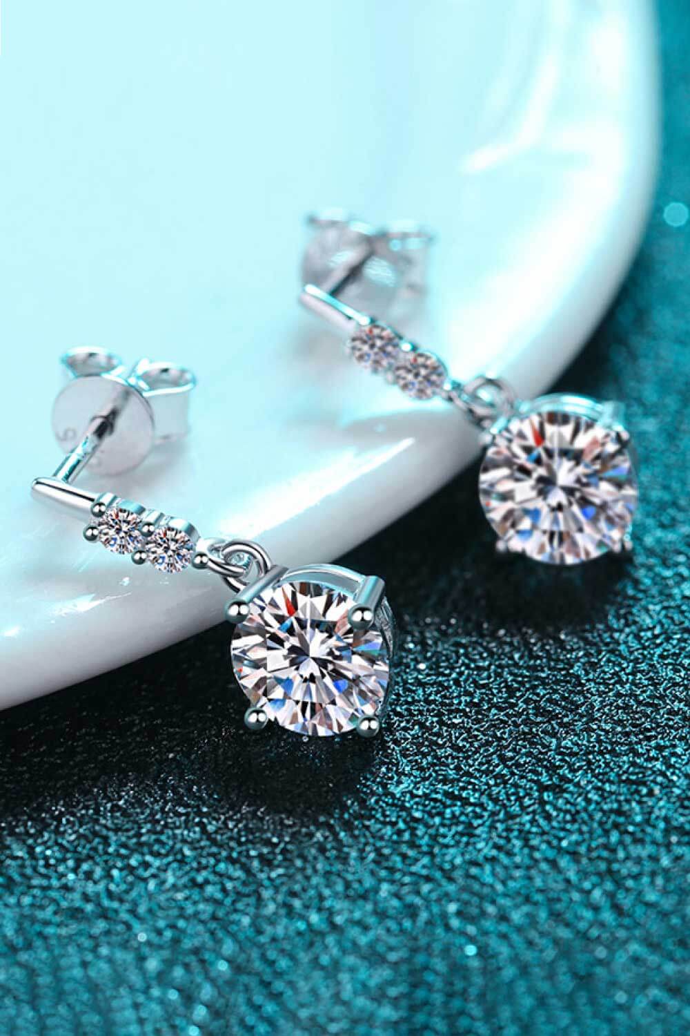 1 Carat Moissanite Drop Earrings