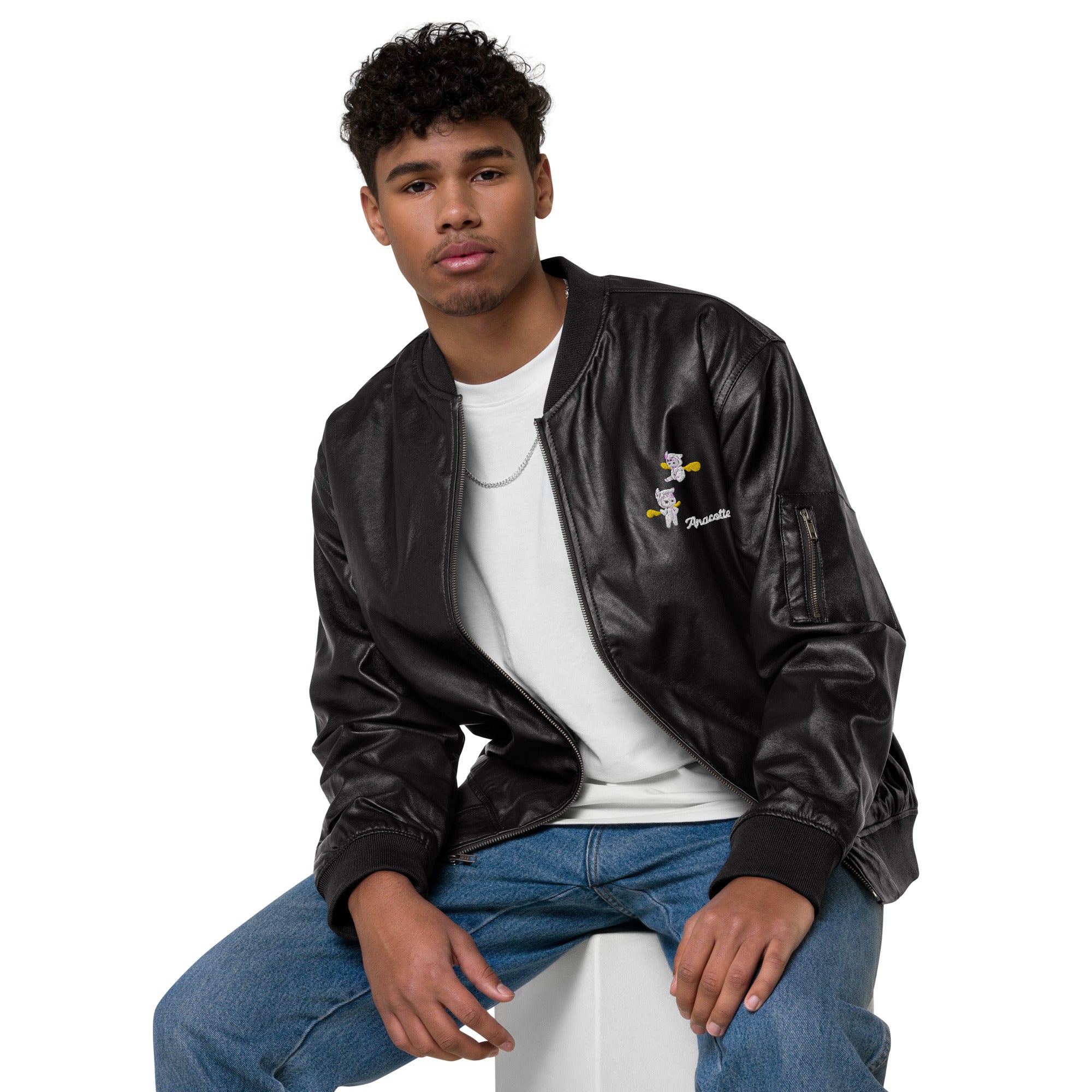 Anacotte Naughty Angel Leather Bomber Jacket