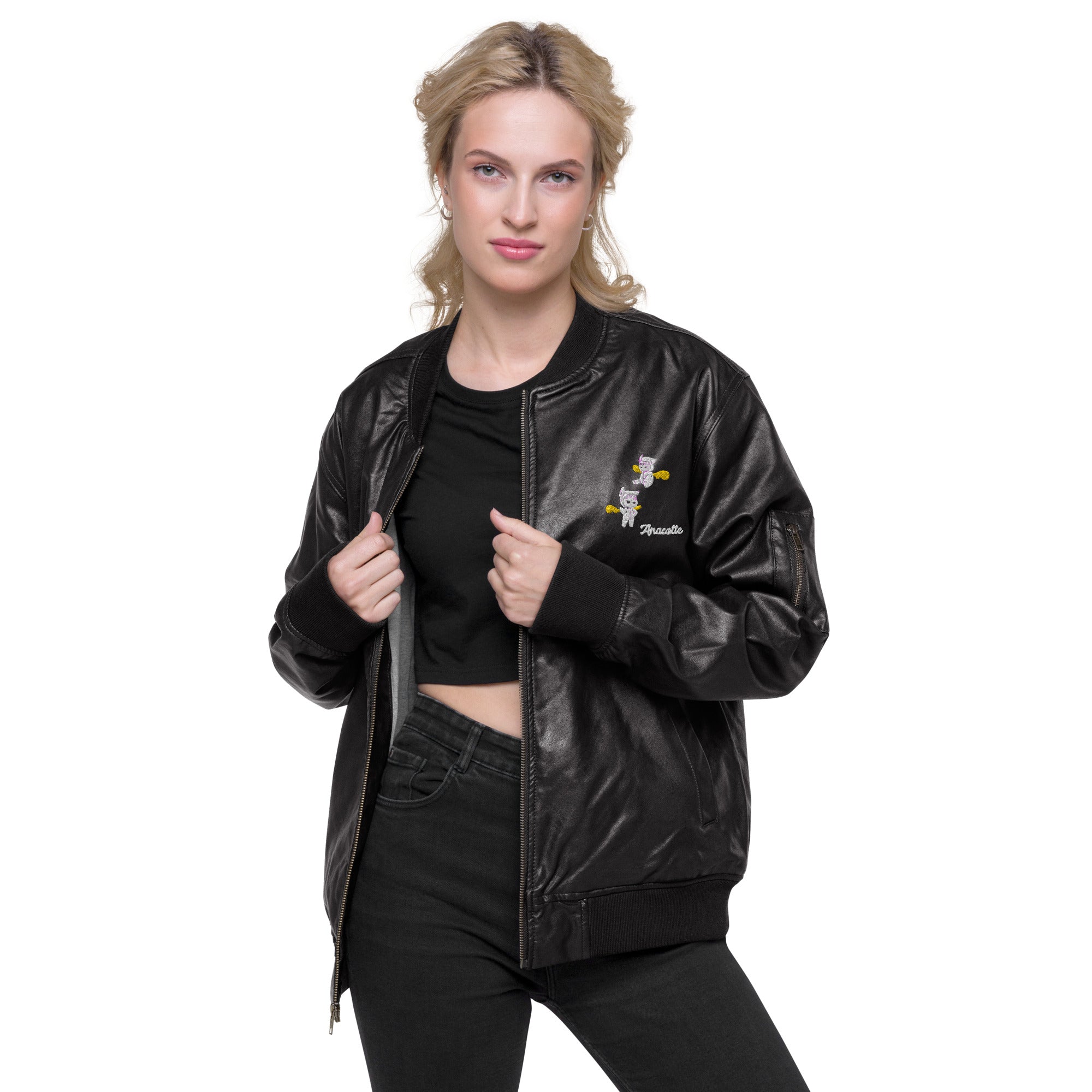 Anacotte Naughty Angel Leather Bomber Jacket