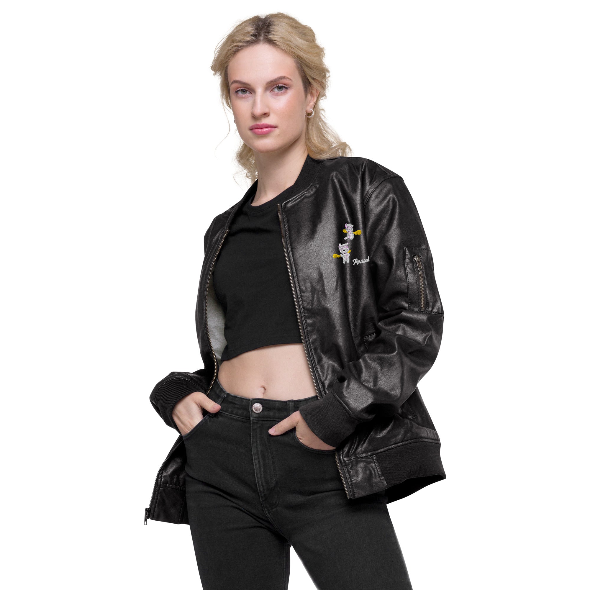 Anacotte Naughty Angel Leather Bomber Jacket