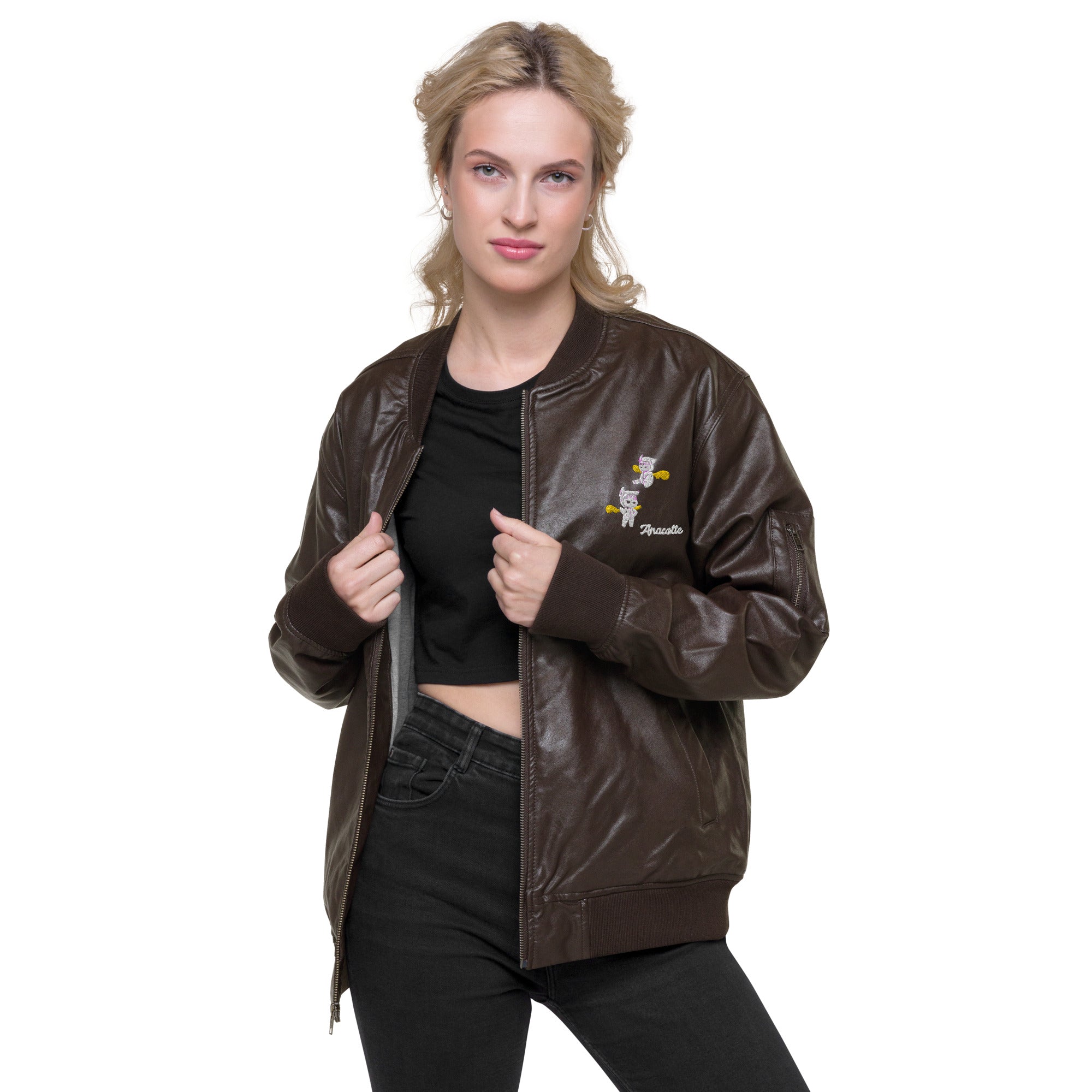 Anacotte Naughty Angel Leather Bomber Jacket