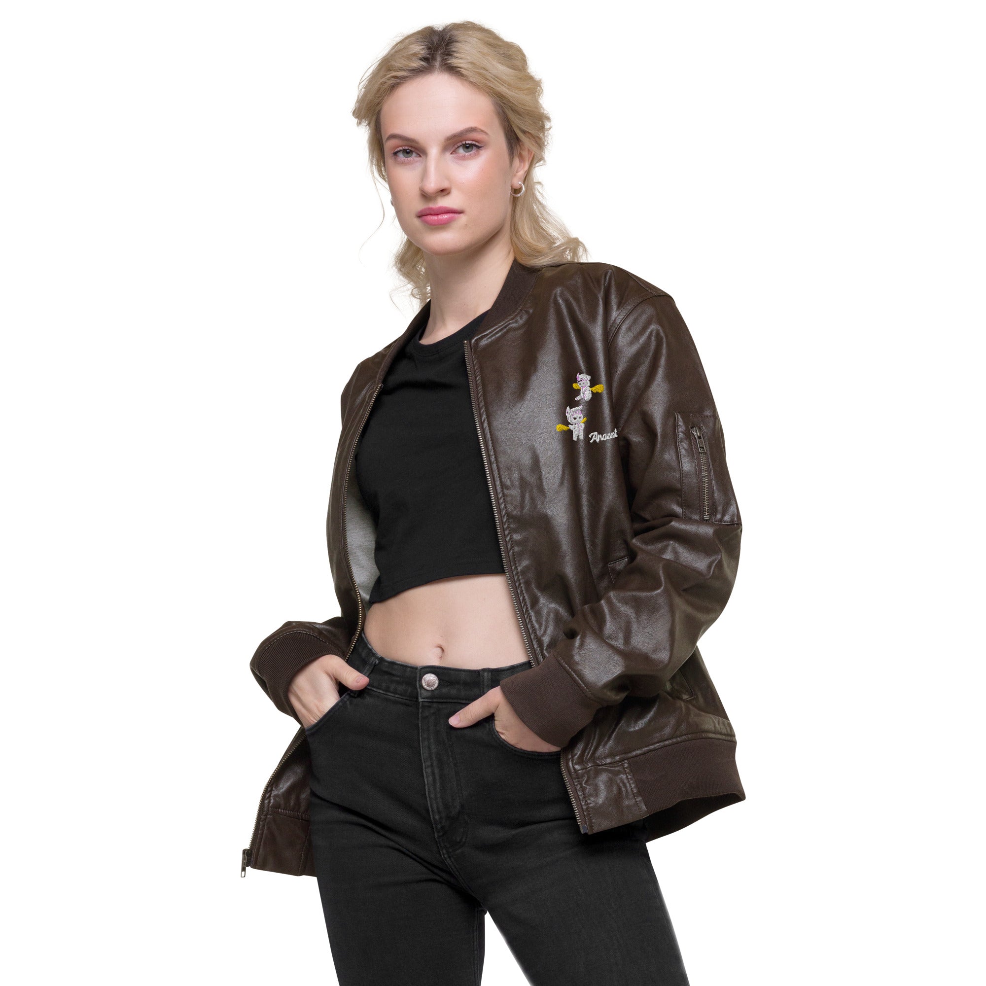 Anacotte Naughty Angel Leather Bomber Jacket