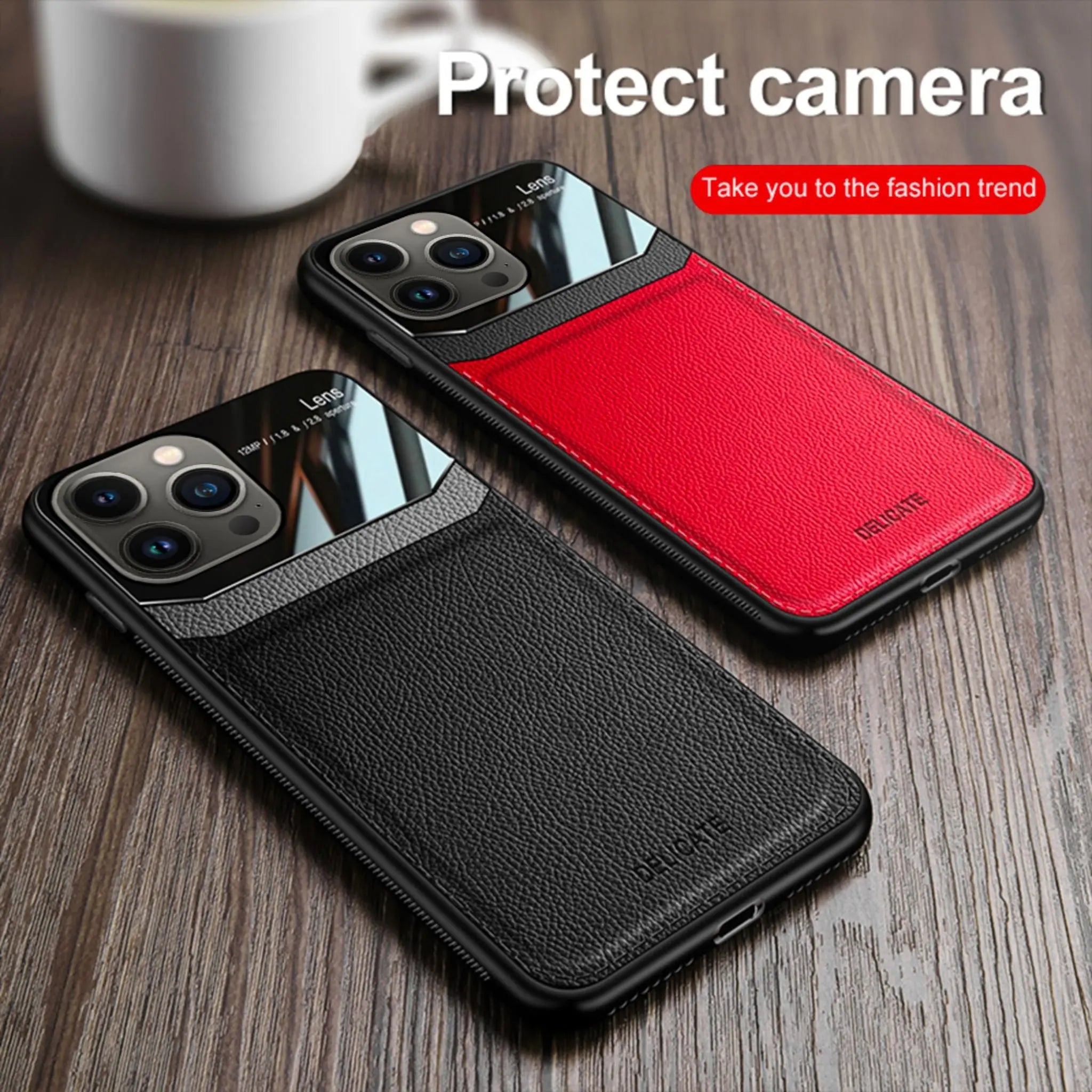 iPhone 14 Anacotte Leather Texture Plexiglass Back Cover Soft Silicone Bumper Shockproof Coque iPhone case Anacotte