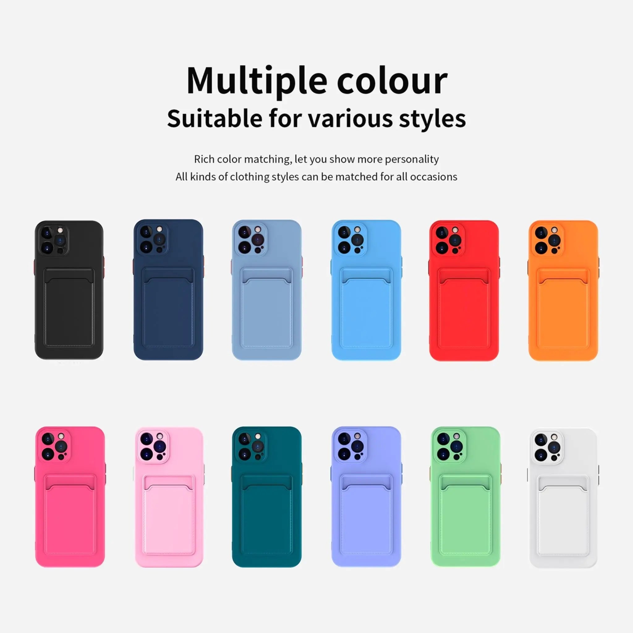 iPhone 14 Anacotte card slot wallet soft square frame silicone camera protective shockproof coque iPhone case Anacotte