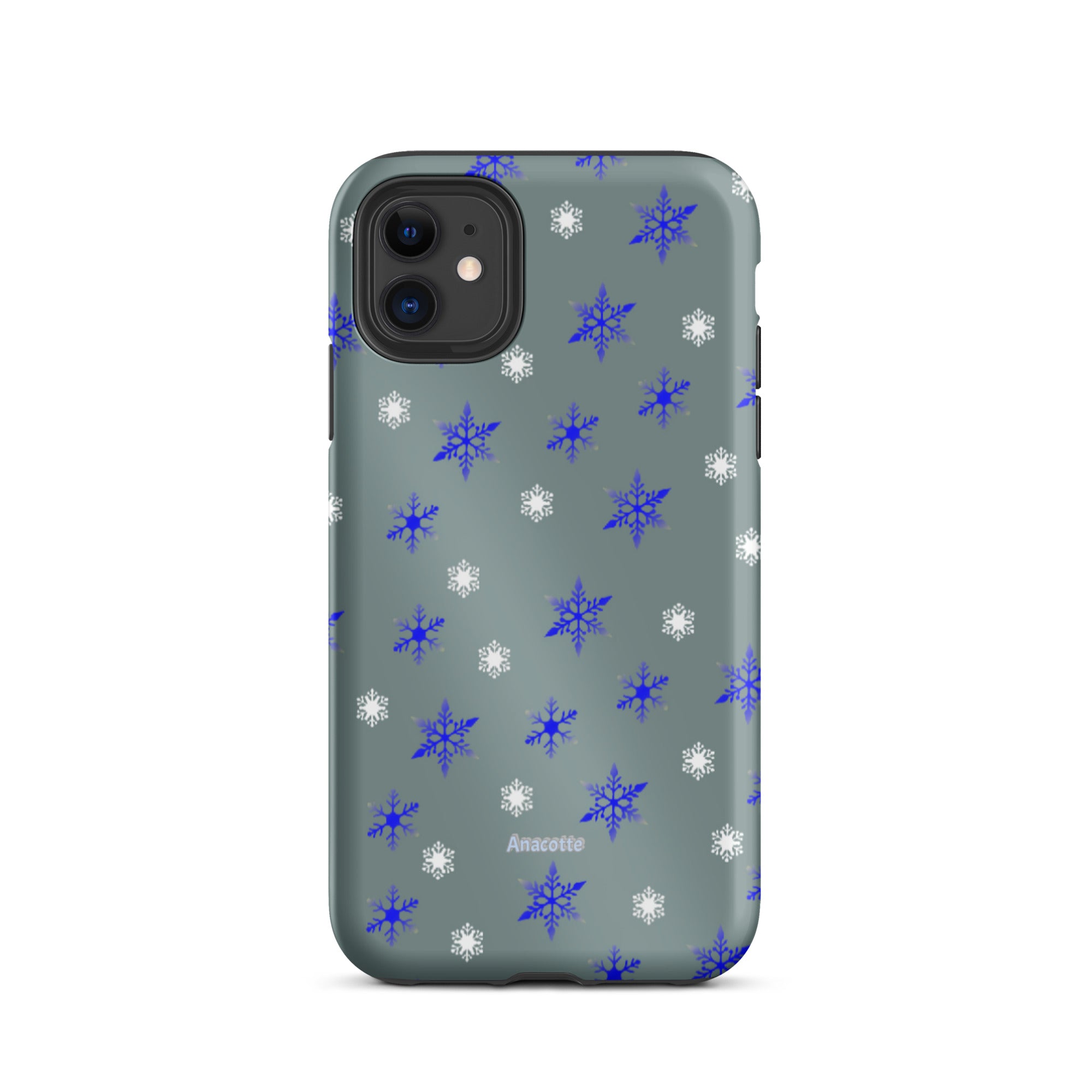 iPhone 14, 13, 12, 11 Christmas Theme iPhone Cases Blue Snow Anacotte