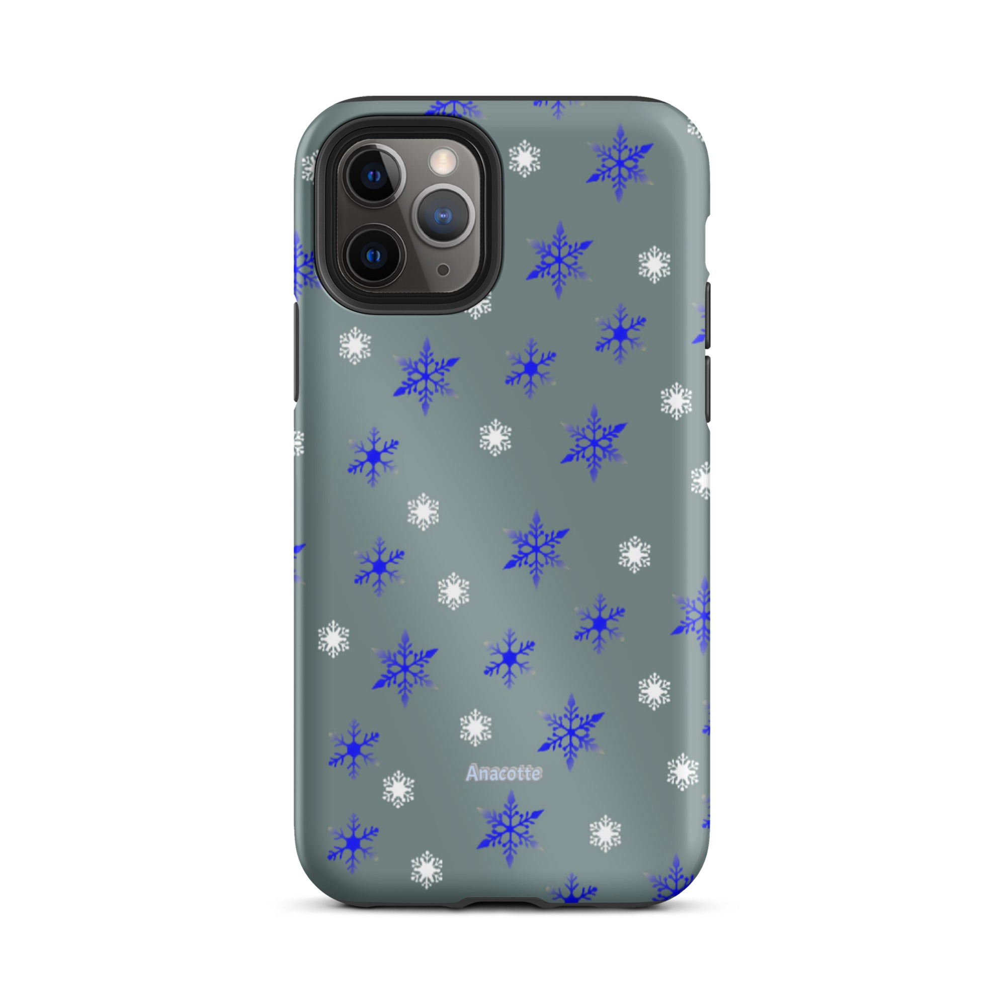 iPhone 14, 13, 12, 11 Christmas Theme iPhone Cases Blue Snow Anacotte