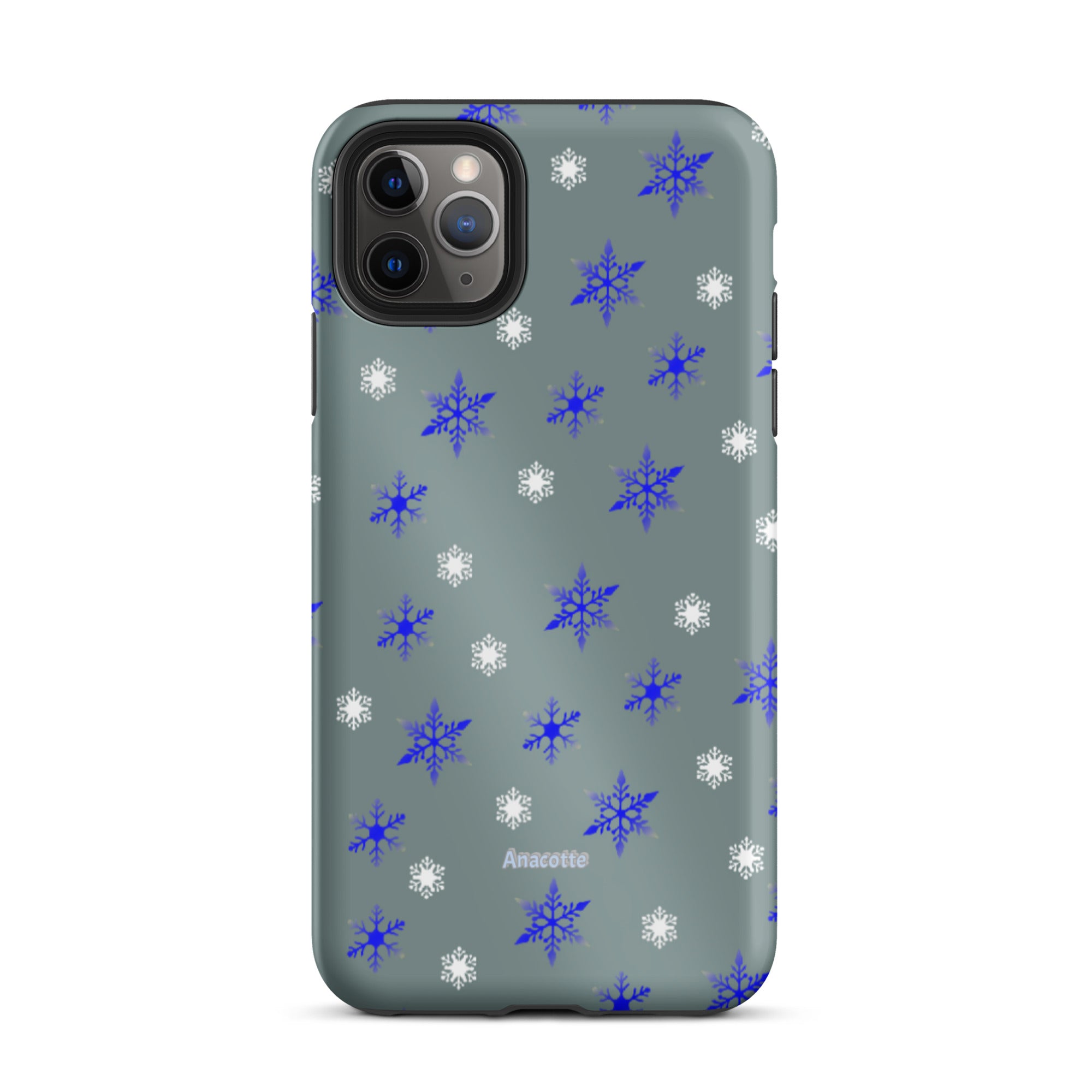 iPhone 14, 13, 12, 11 Christmas Theme iPhone Cases Blue Snow Anacotte