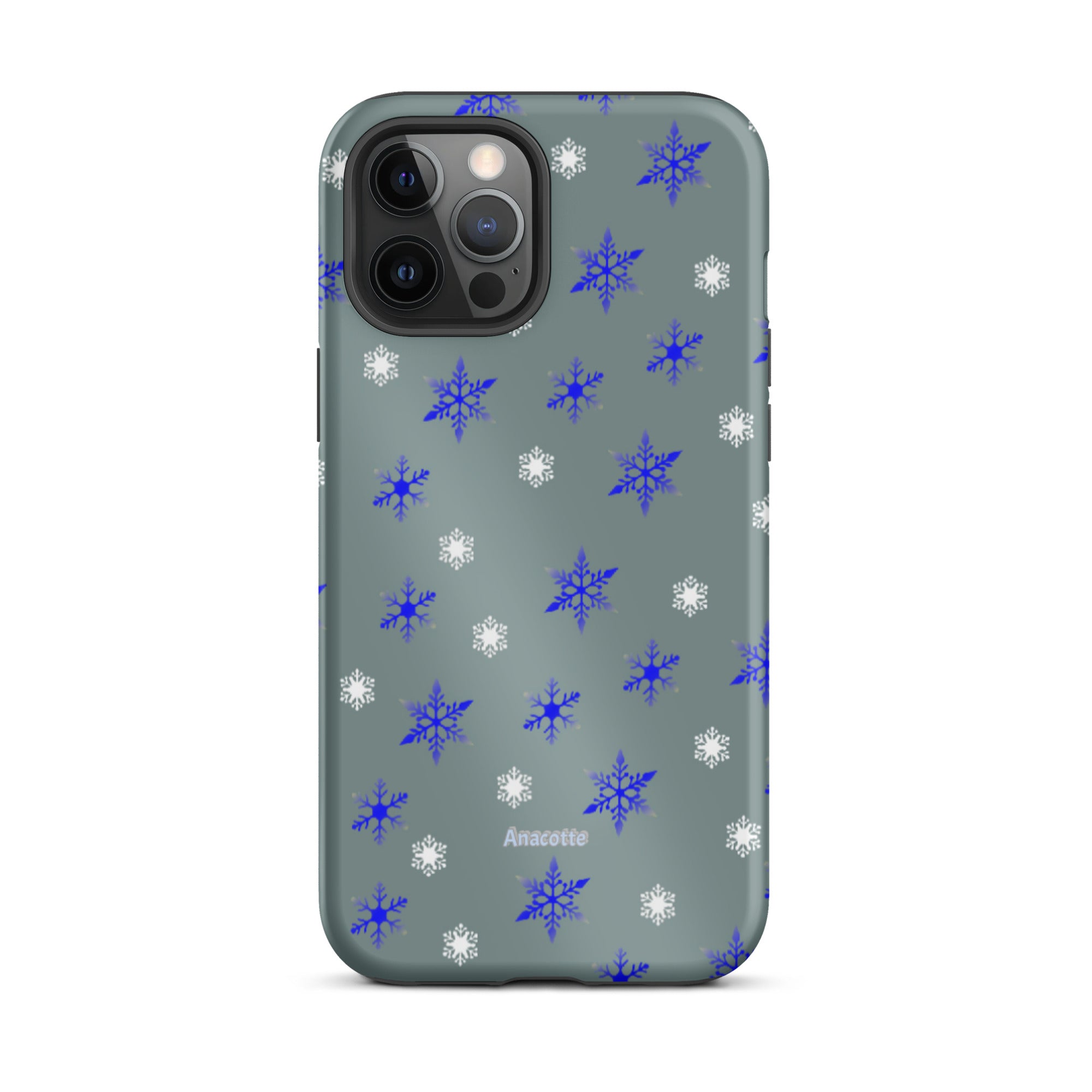 iPhone 14, 13, 12, 11 Christmas Theme iPhone Cases Blue Snow Anacotte