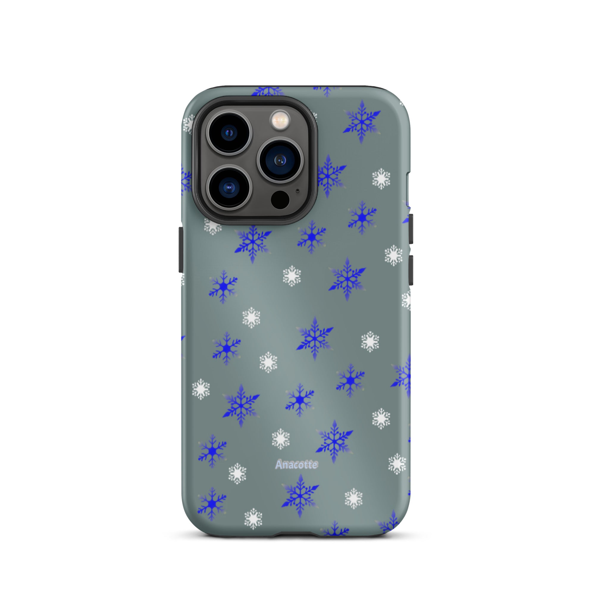 iPhone 14, 13, 12, 11 Christmas Theme iPhone Cases Blue Snow Anacotte