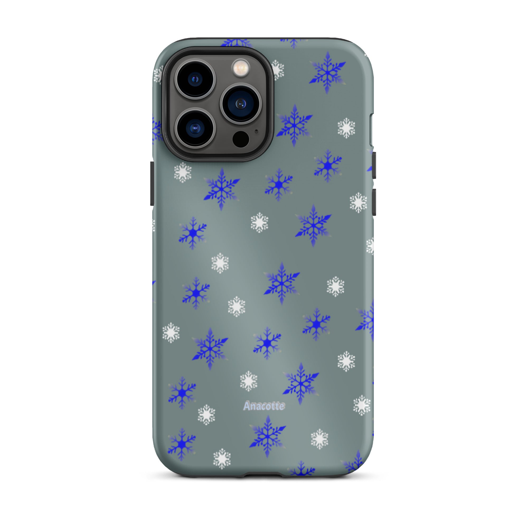 iPhone 14, 13, 12, 11 Christmas Theme iPhone Cases Blue Snow Anacotte