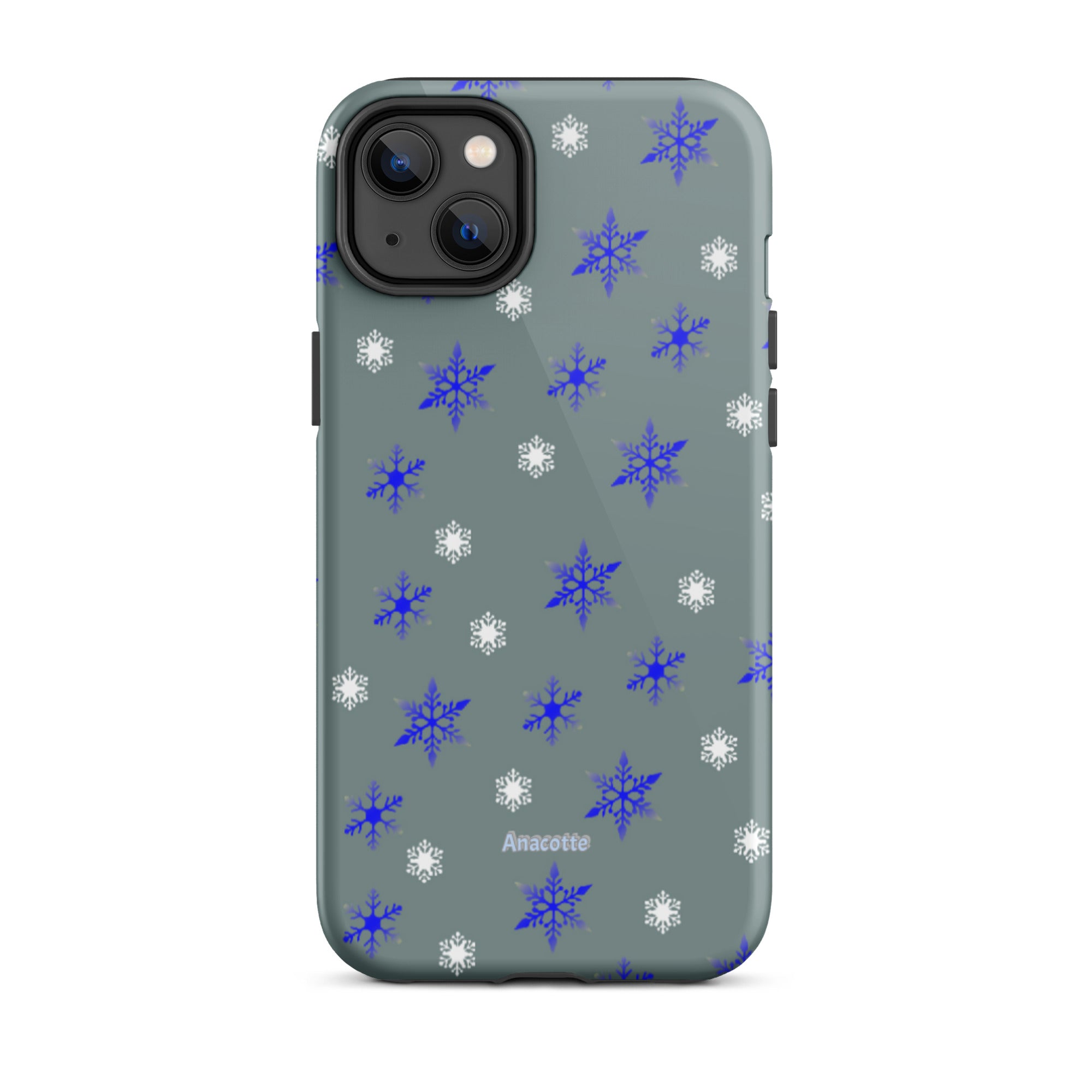 iPhone 14, 13, 12, 11 Christmas Theme iPhone Cases Blue Snow Anacotte