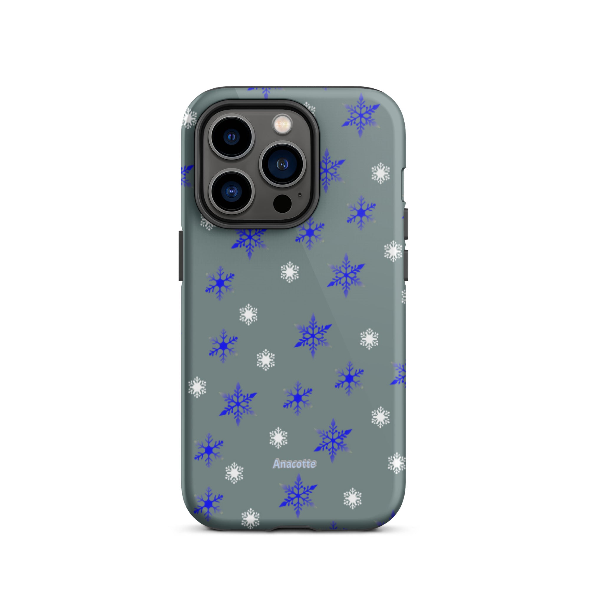 iPhone 14, 13, 12, 11 Christmas Theme iPhone Cases Blue Snow Anacotte