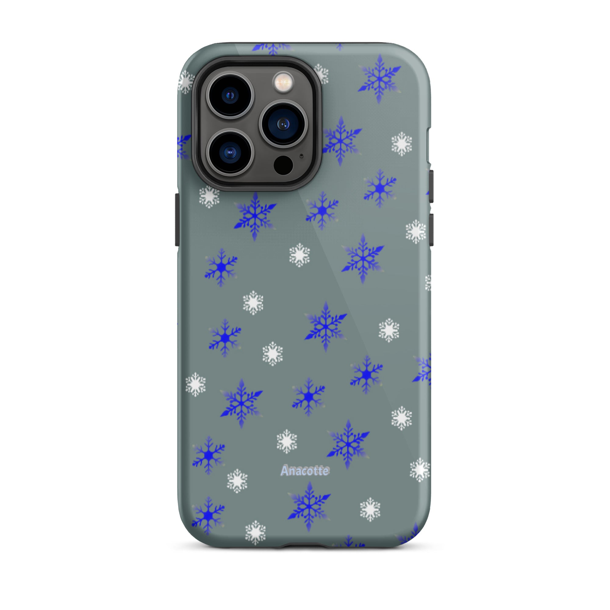 iPhone 14, 13, 12, 11 Christmas Theme iPhone Cases Blue Snow Anacotte