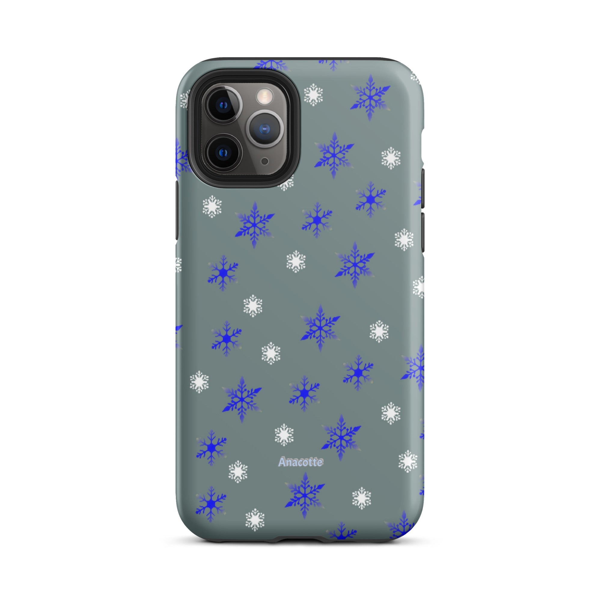 iPhone 14, 13, 12, 11 Christmas Theme iPhone Cases Blue Snow Anacotte