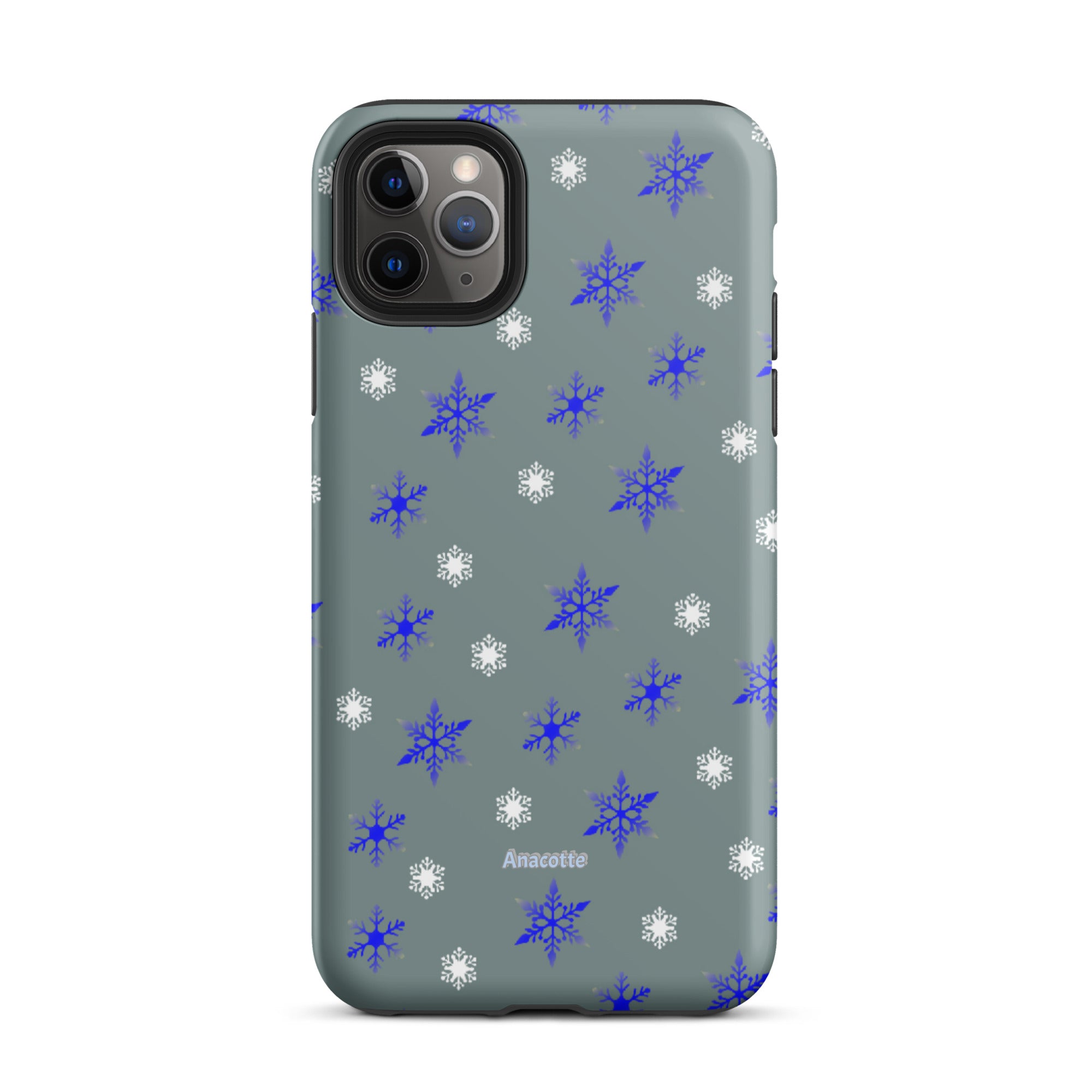 iPhone 14, 13, 12, 11 Christmas Theme iPhone Cases Blue Snow Anacotte